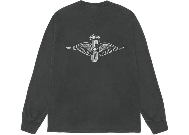 Stüssy Stussy Skull Wings L/S Pigment Dyed Tee Black outlook