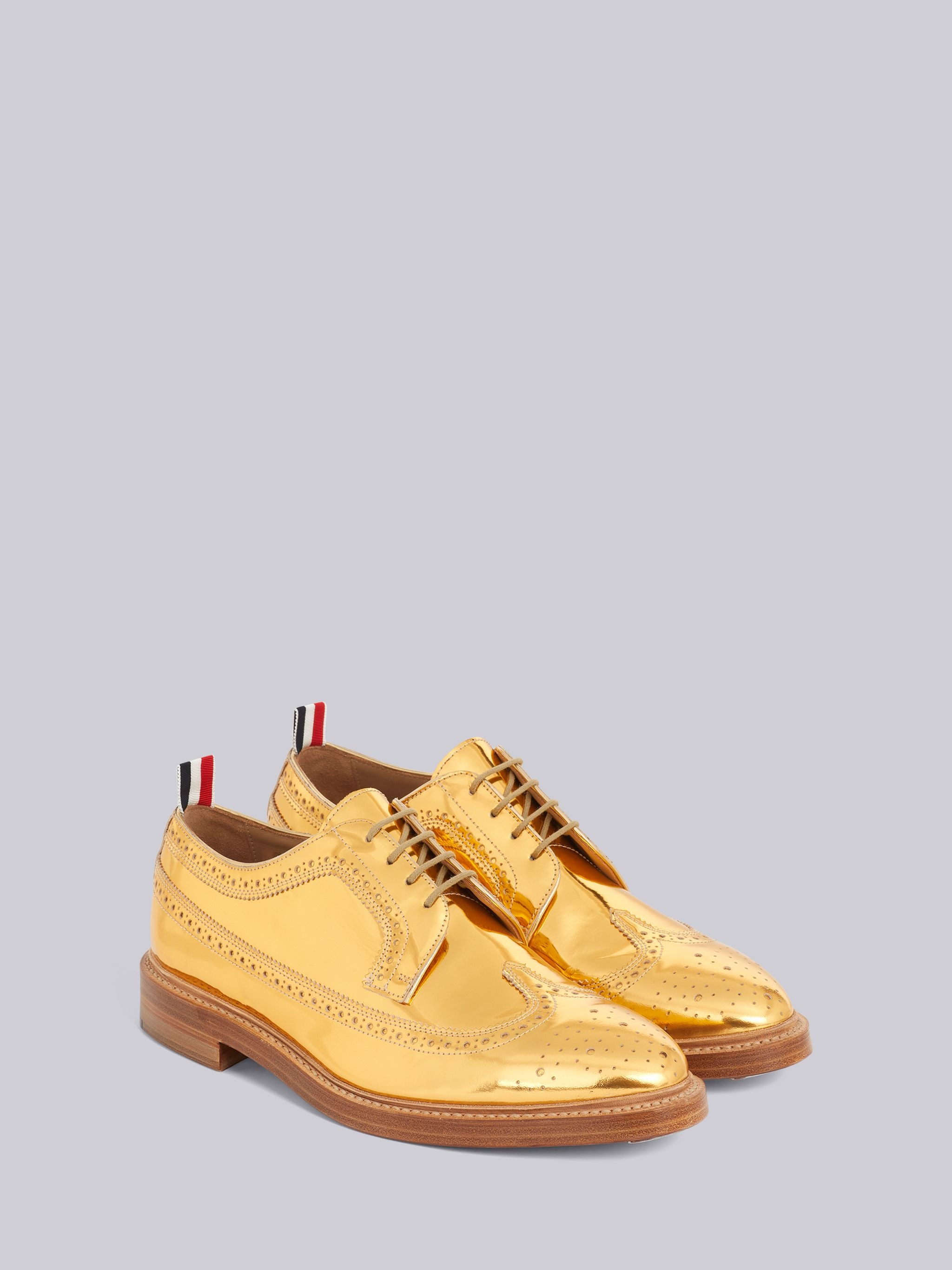 Gold Mirror Polished Calf Leather Longwing Brogue - 3