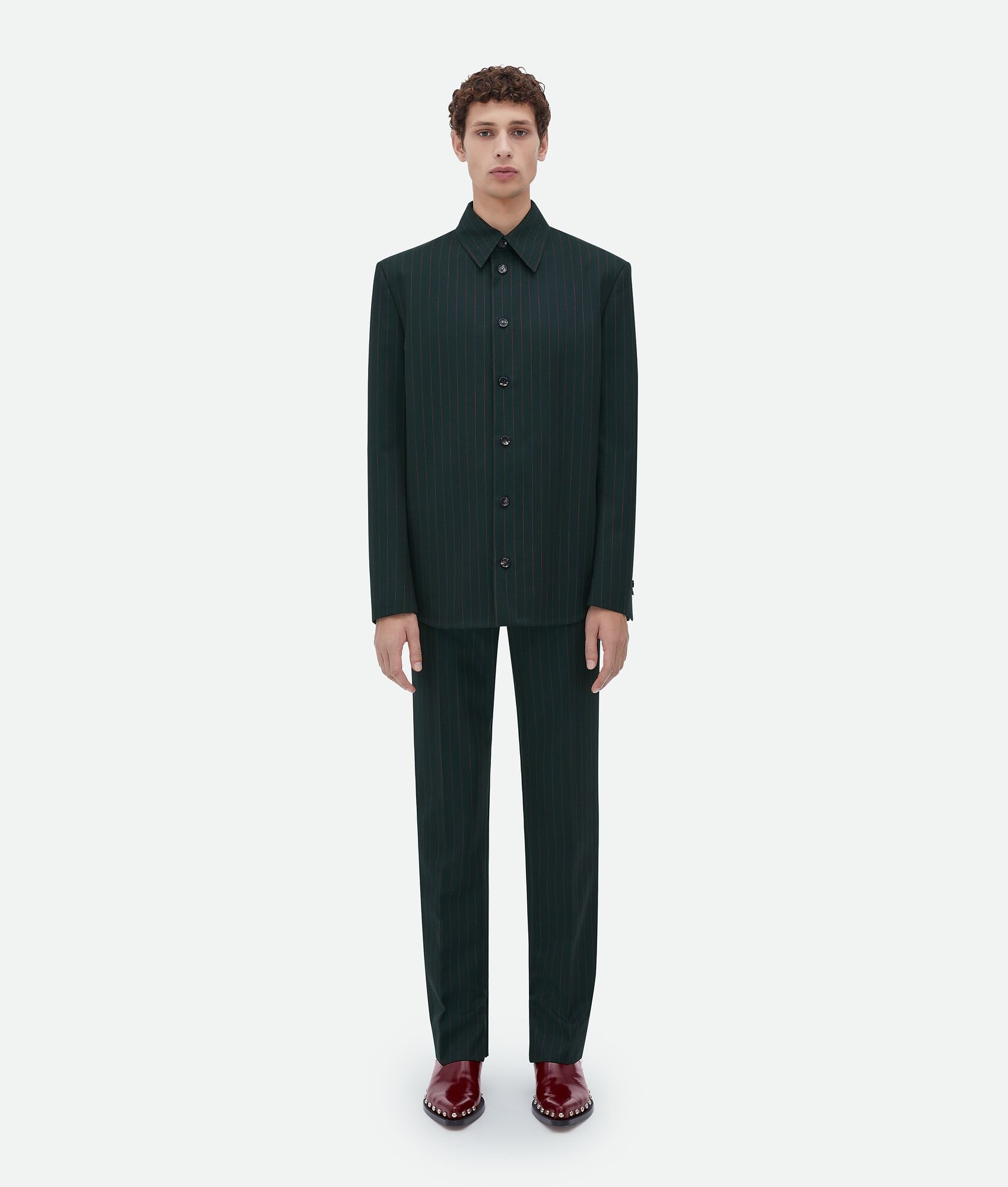 wool pinstripe shirt jacket - 1