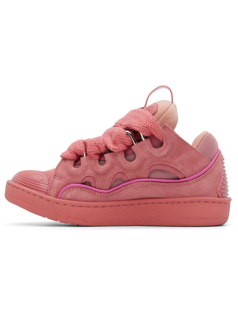 Lanvin Pink Monochrome Suede Curb Sneakers outlook