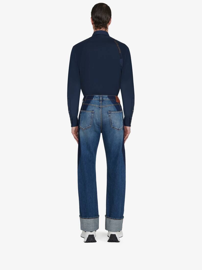 Men's Selvedge Tape Harness Shirt in Ink Blue - 5