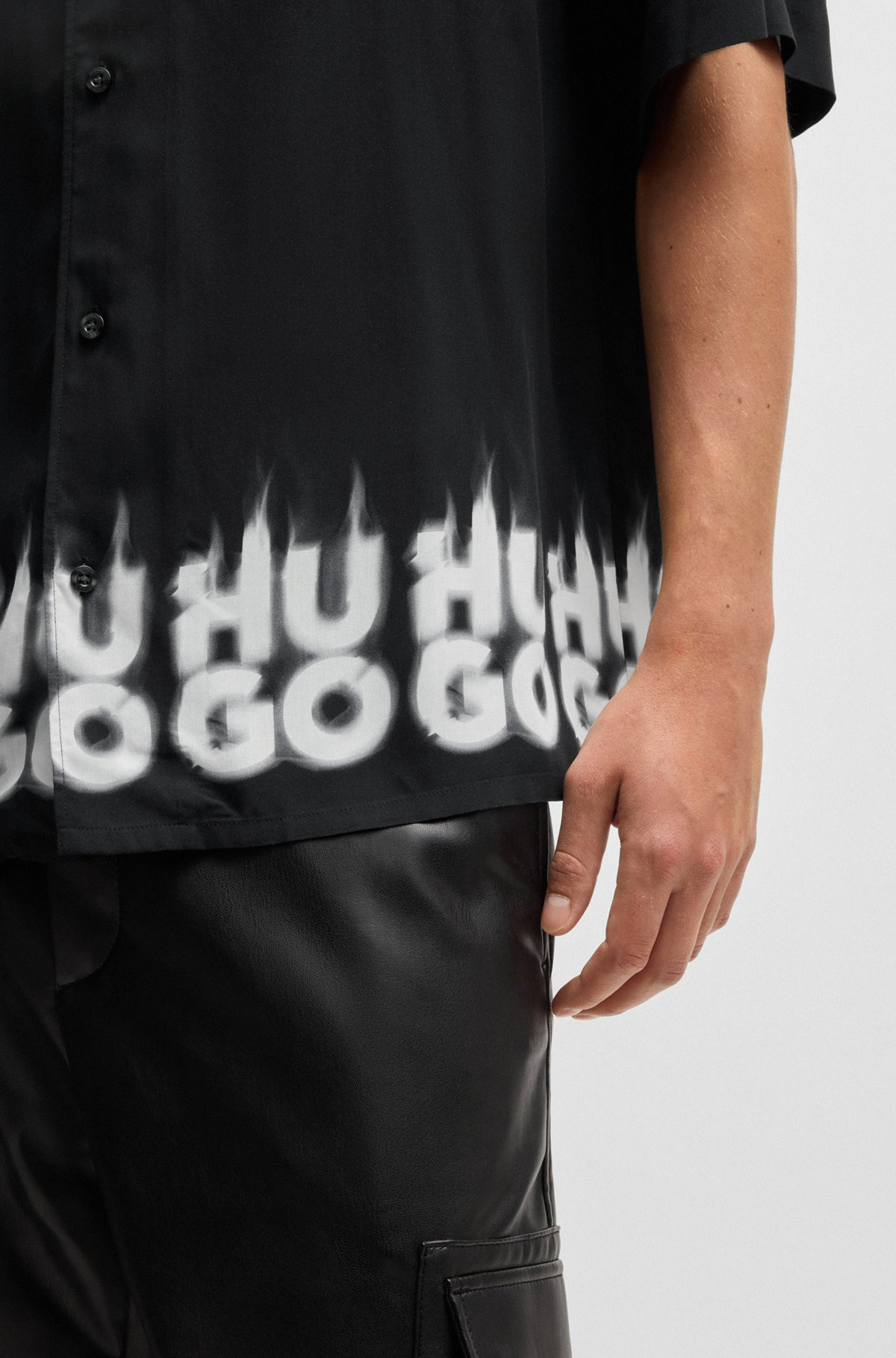 OVERSIZE-FIT SHIRT WITH SMOKE LOGO-PRINT HEM - 6