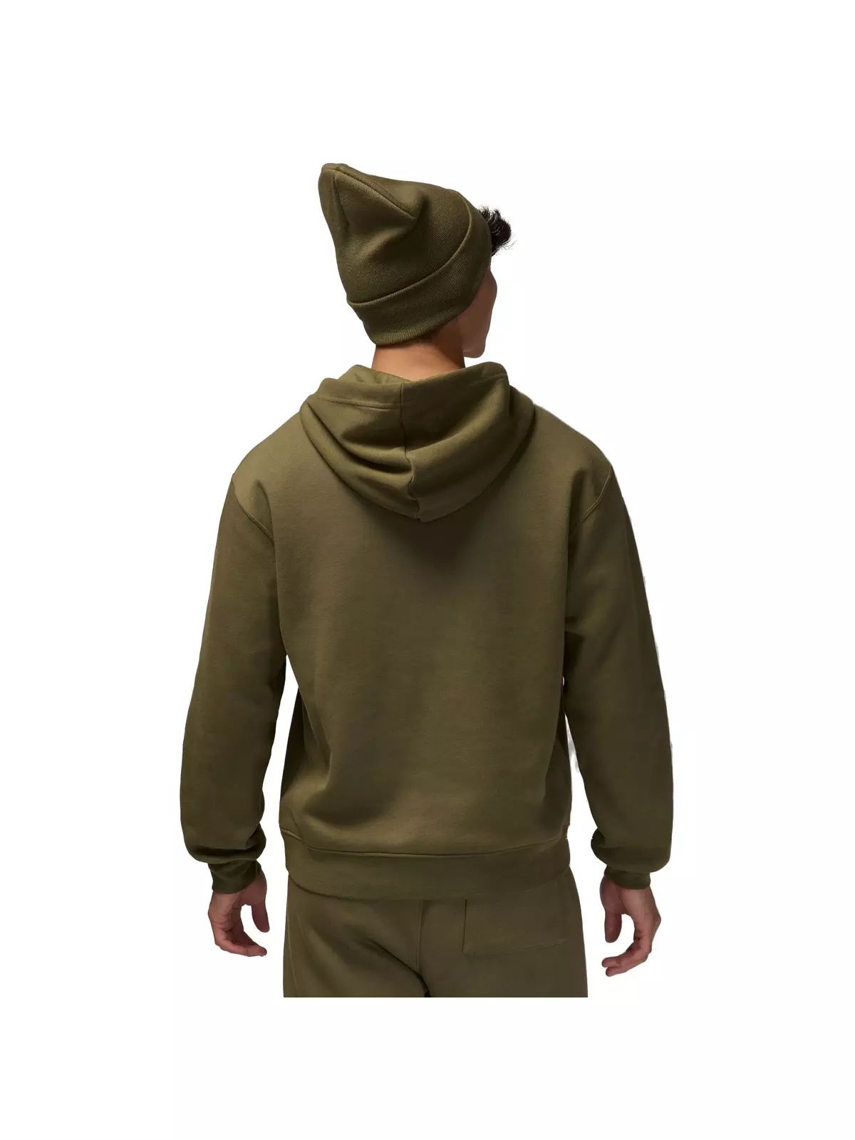 Men's Essentials Fleece Hoodie-Olive - 2