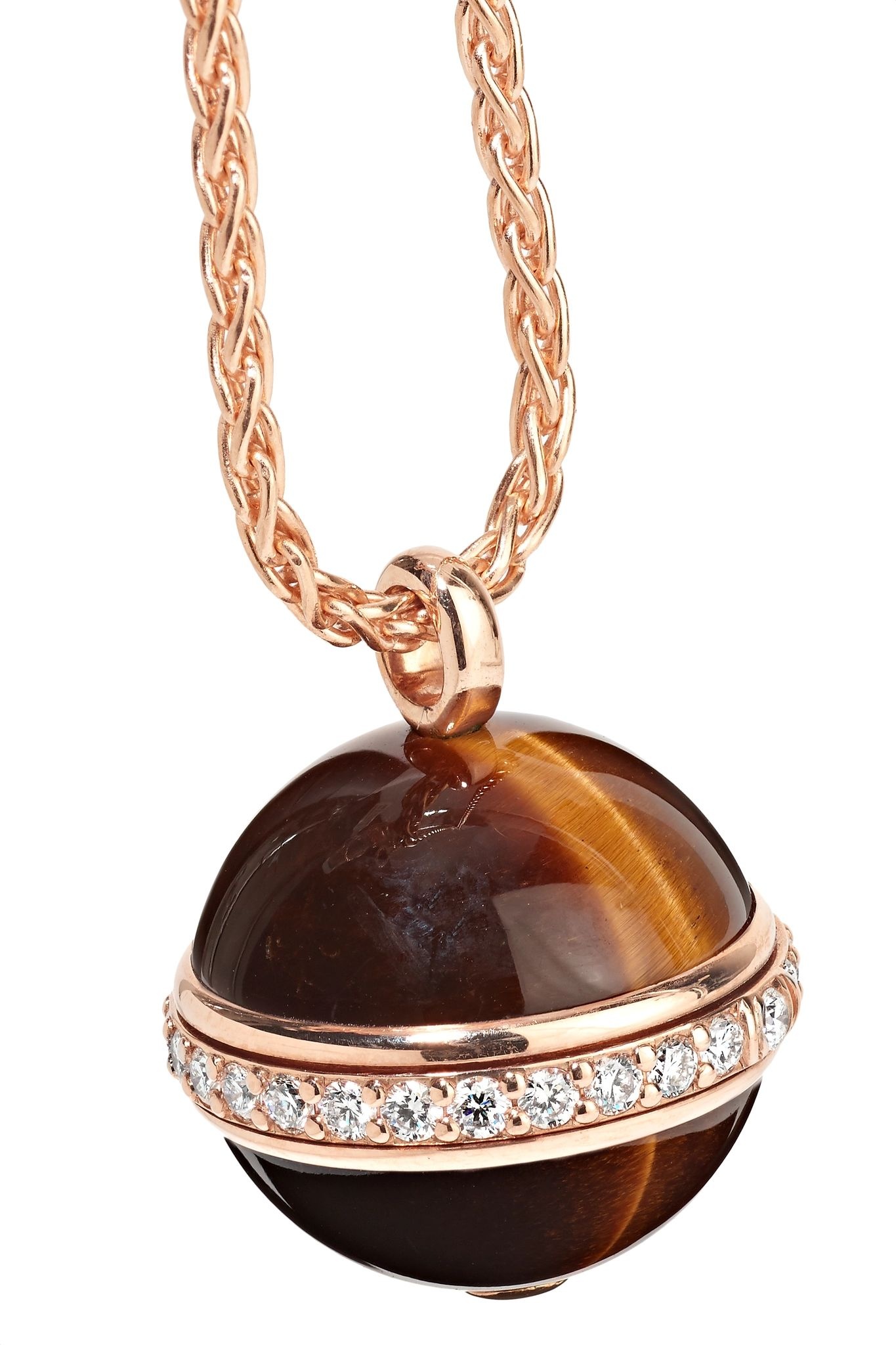 Possession 18-karat rose gold, tiger's eye and diamond necklace  - 4