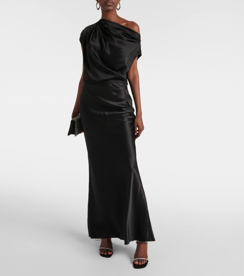 THE SEI Draped one-shoulder silk top outlook