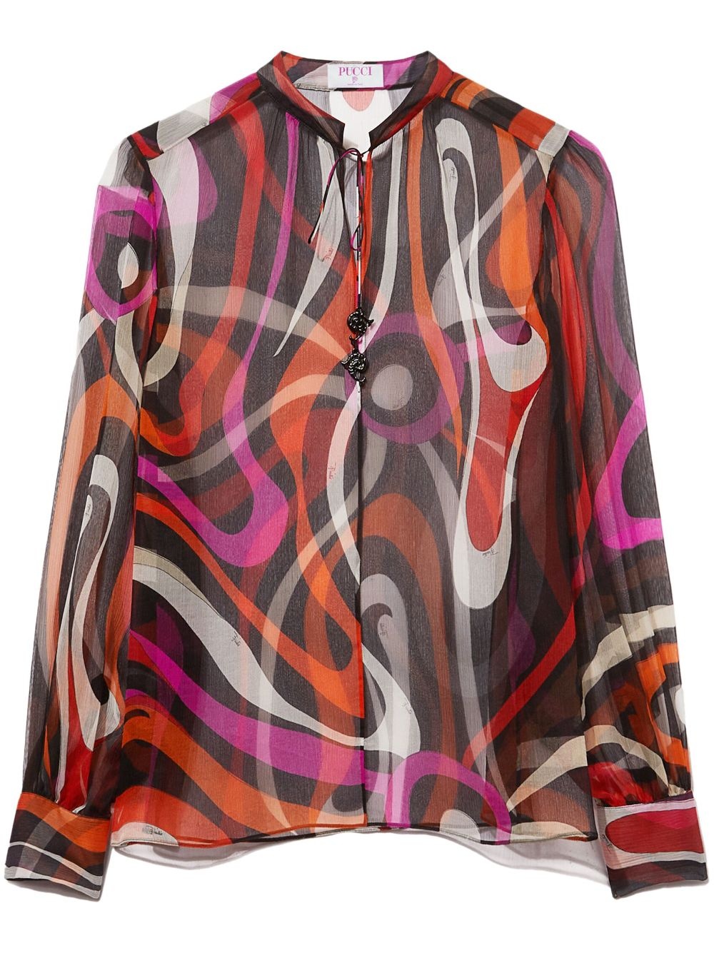 wave-print silk blouse - 1