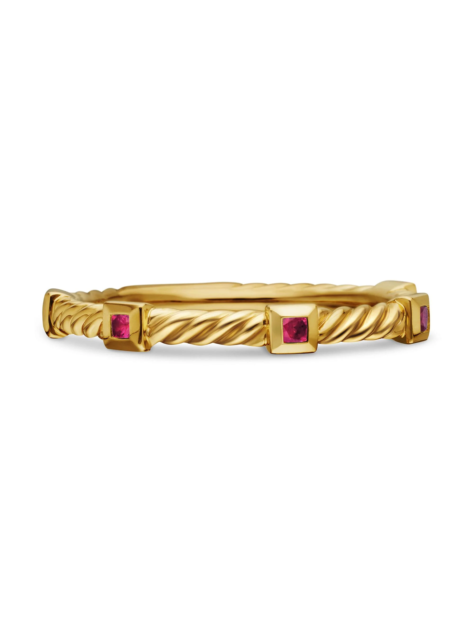 Women's Cable Collectibles Stack Ring in 18K Yellow Gold - Ruby - 1