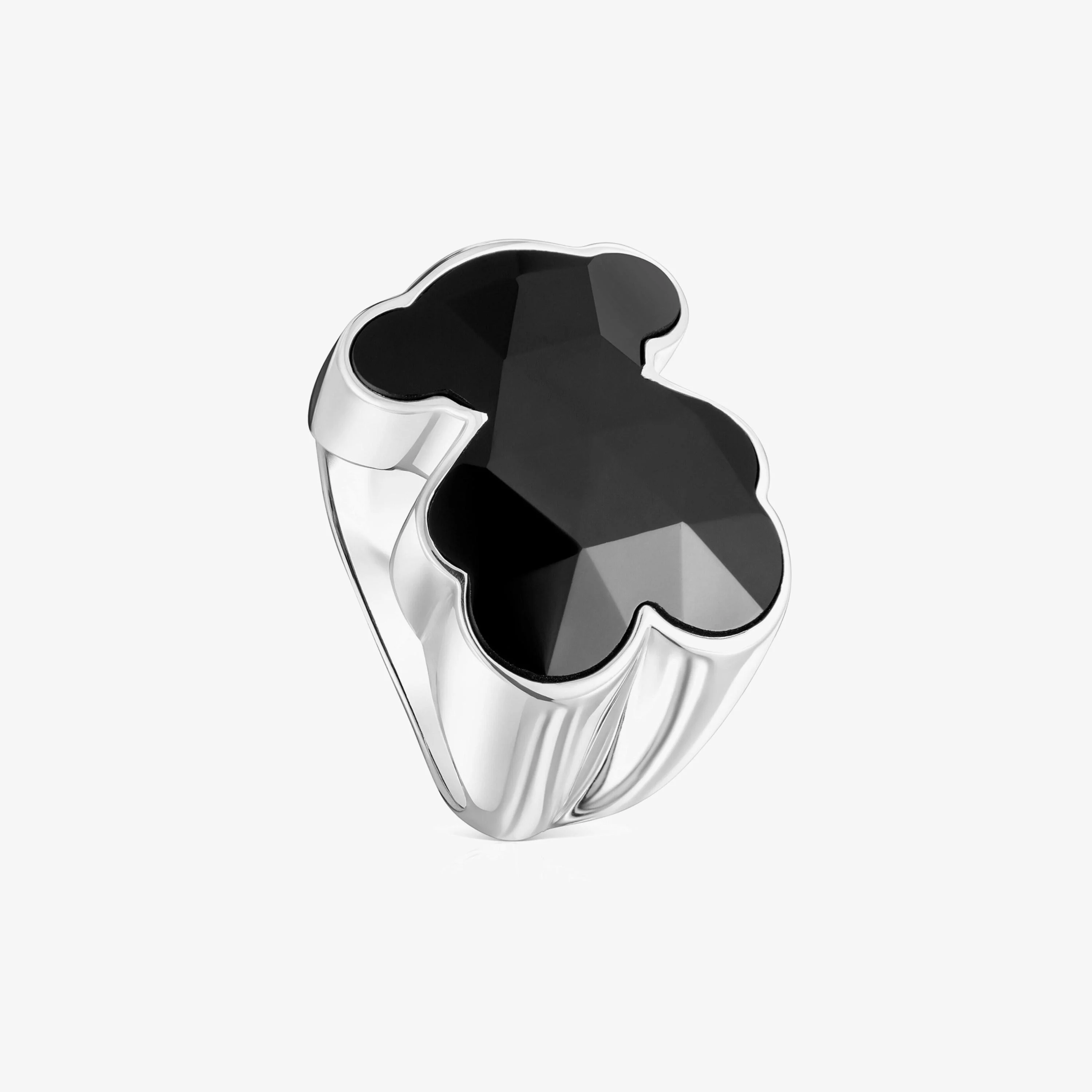 Silver Signet ring with bear motif in onyx TOUS Icon Color - 1