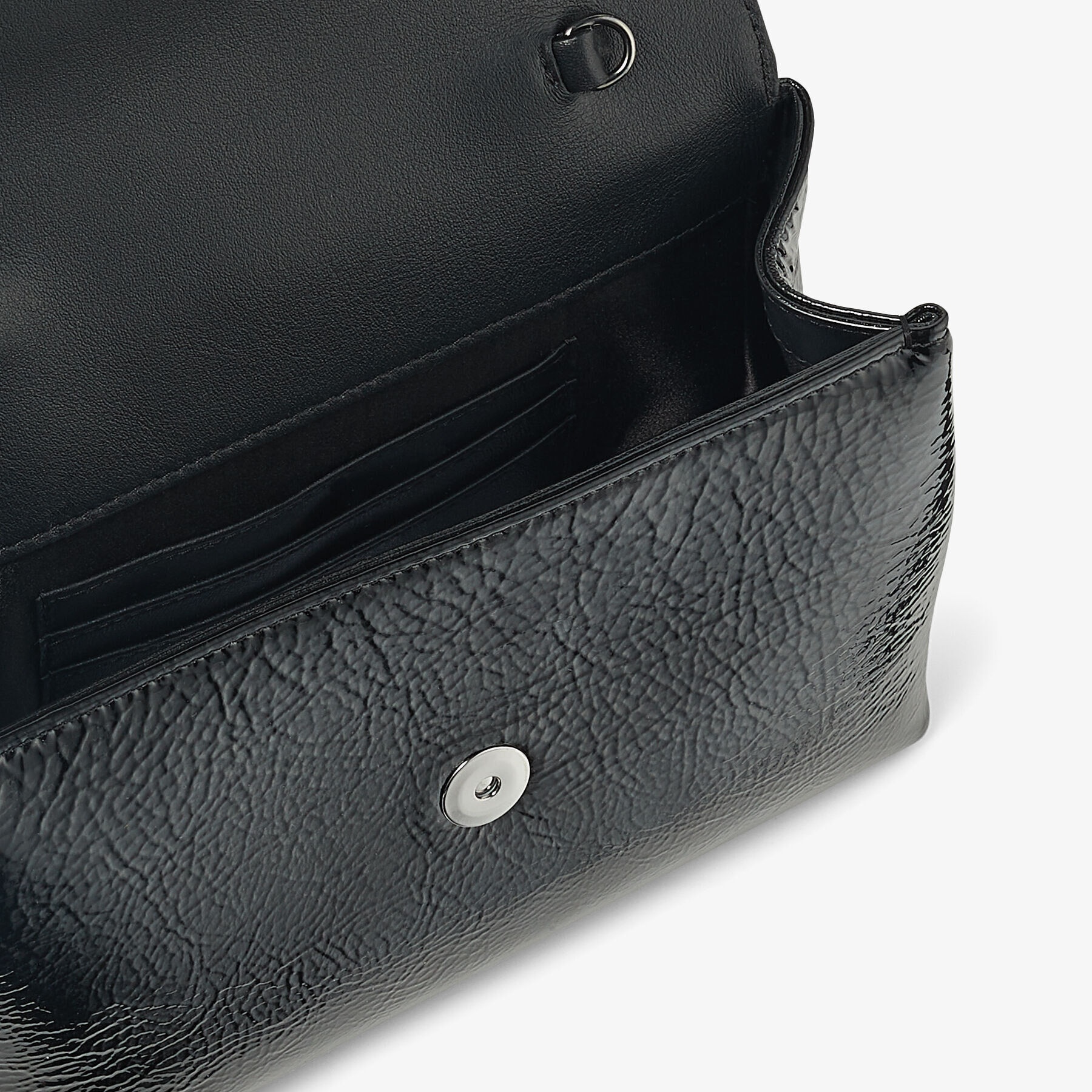 Soft Madeline
Black Patent Textured Leather Mini Bag with Crystal Buckle - 5