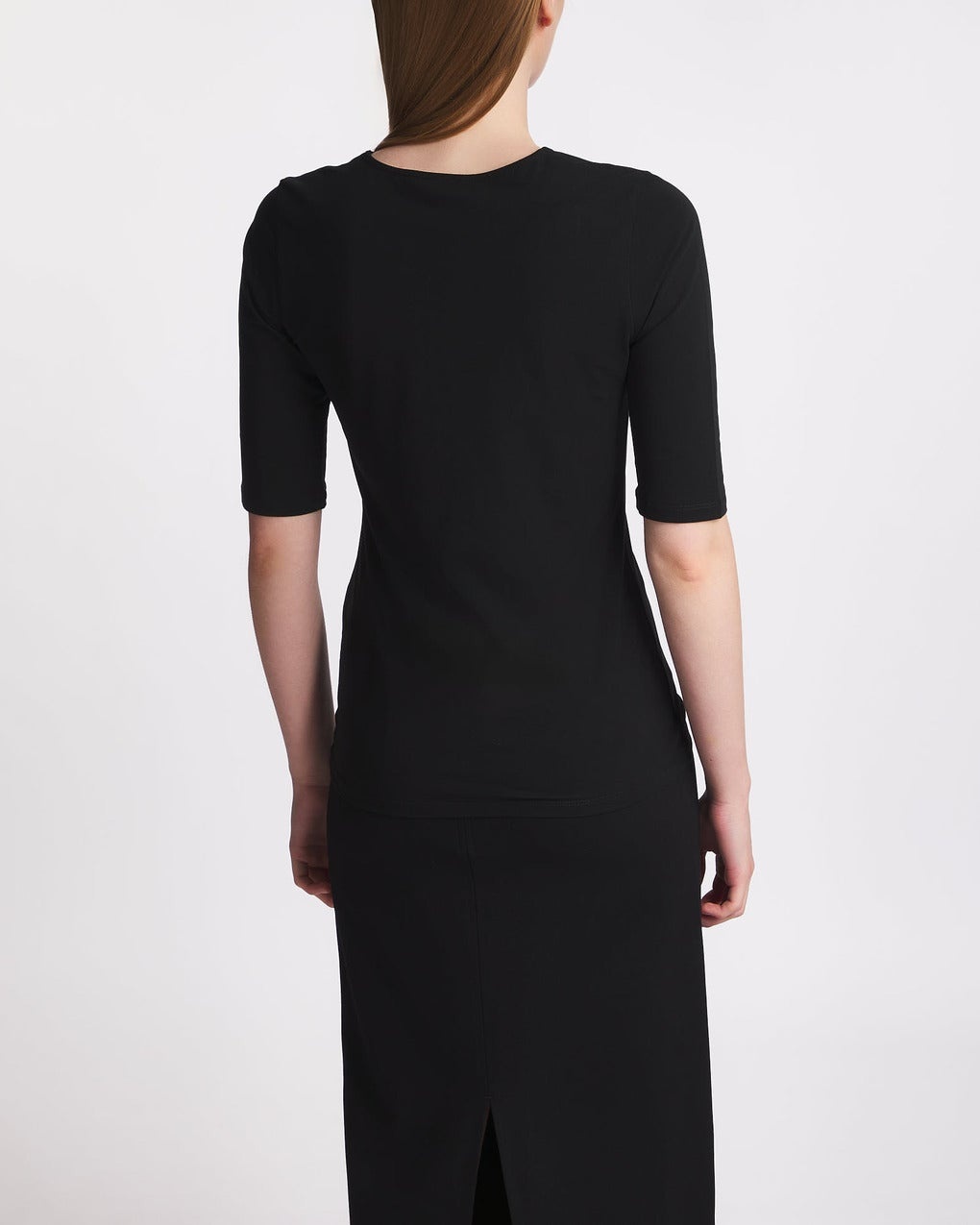 T-Shirt Cotton Stretch Elbow Sleeve Black - 4