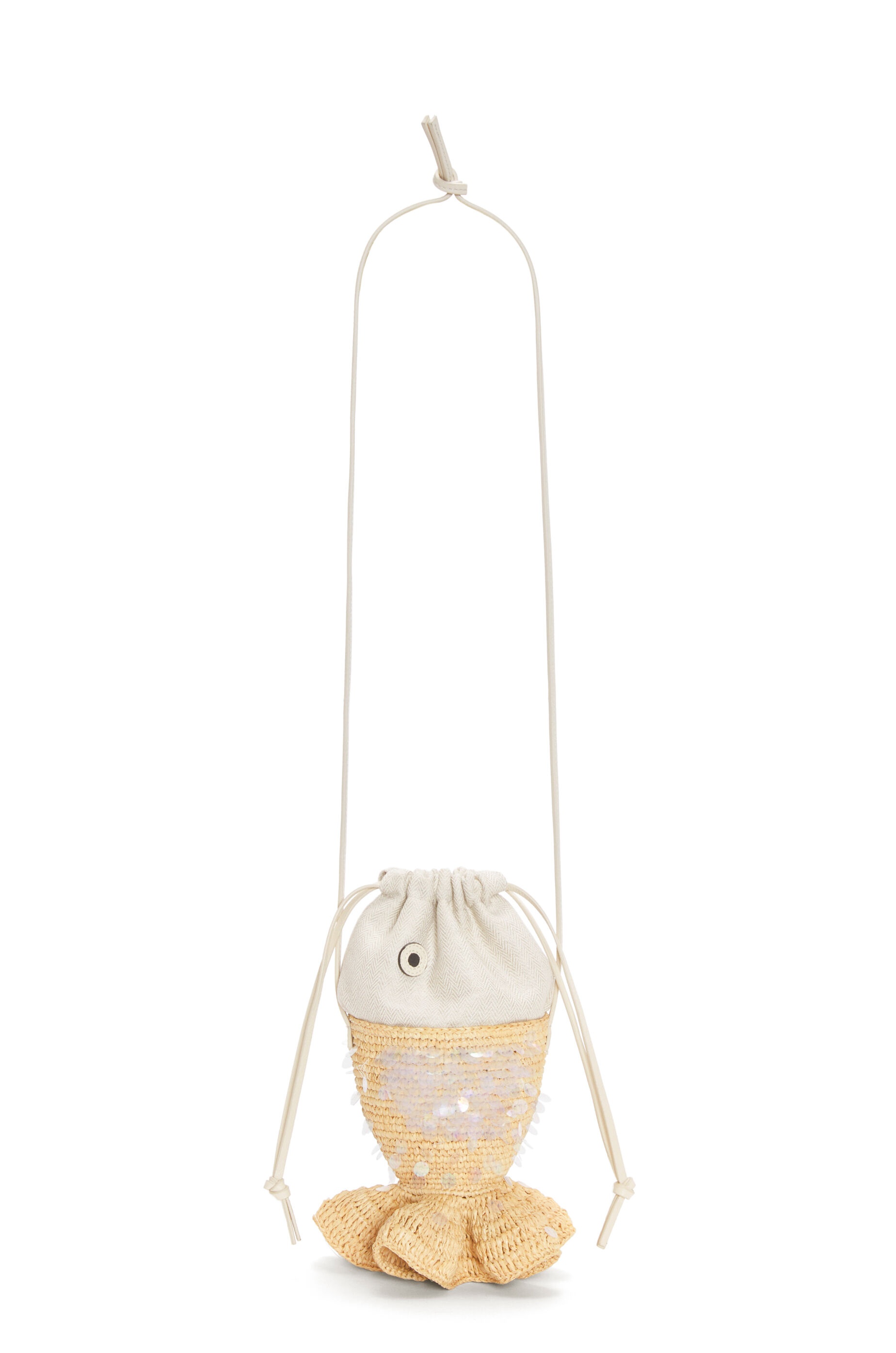 Fish pouch in canvas and raffia - 4