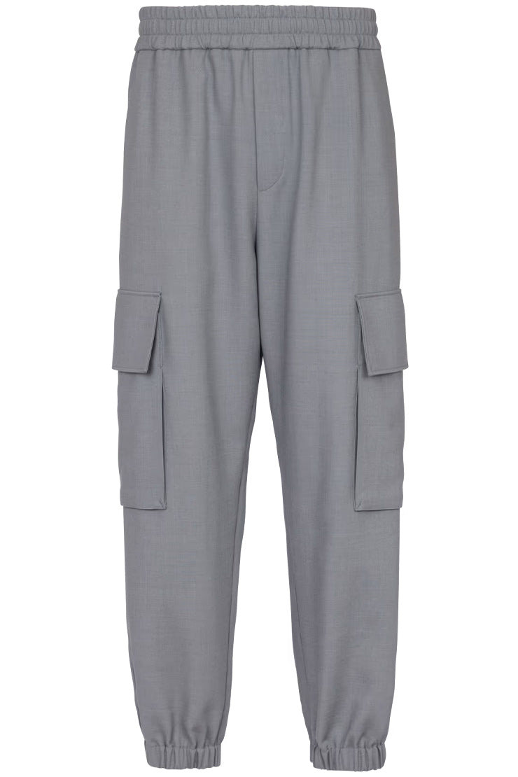 DOUBLE CREPE WOOL CARGO TROUSERS - 1
