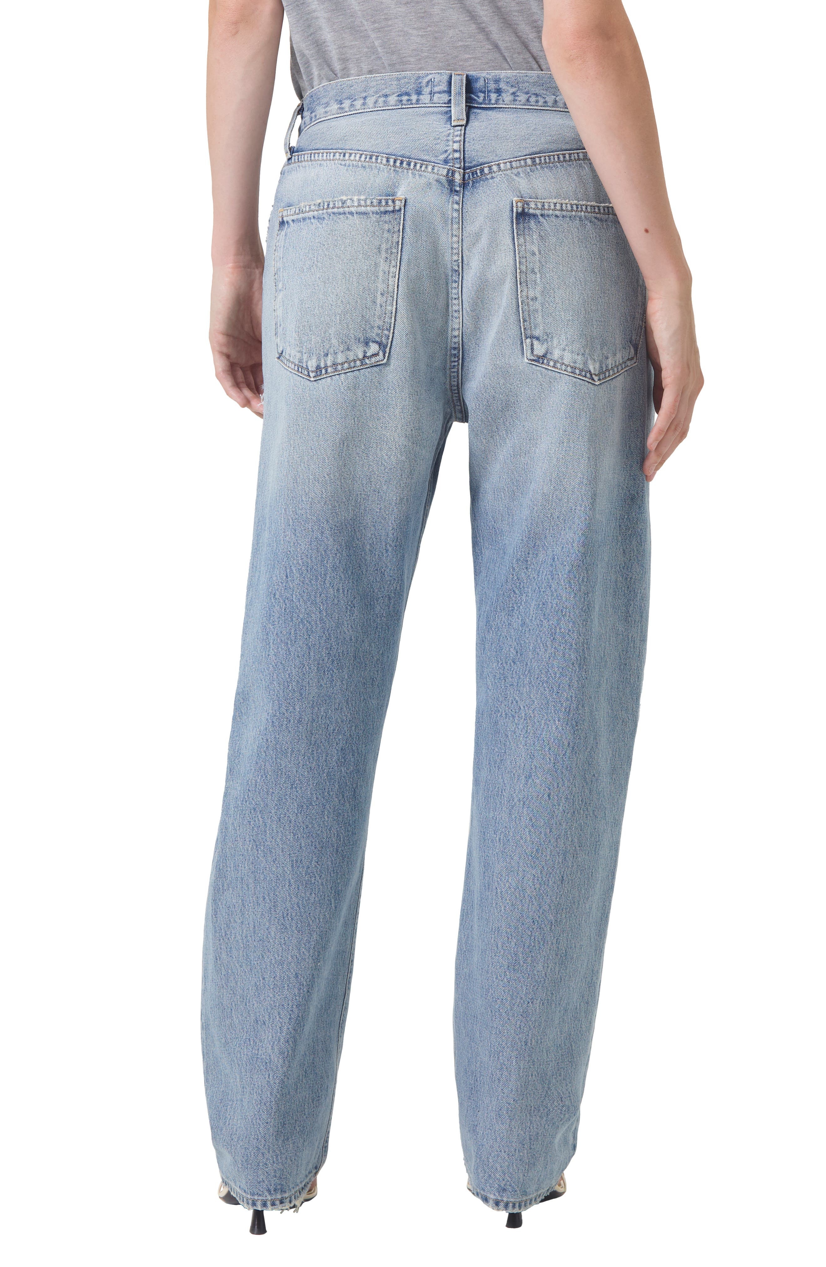 AGOLDE '90s Ripped Mid Rise Straight Leg Jeans in Threadbare at Nordstrom - 2