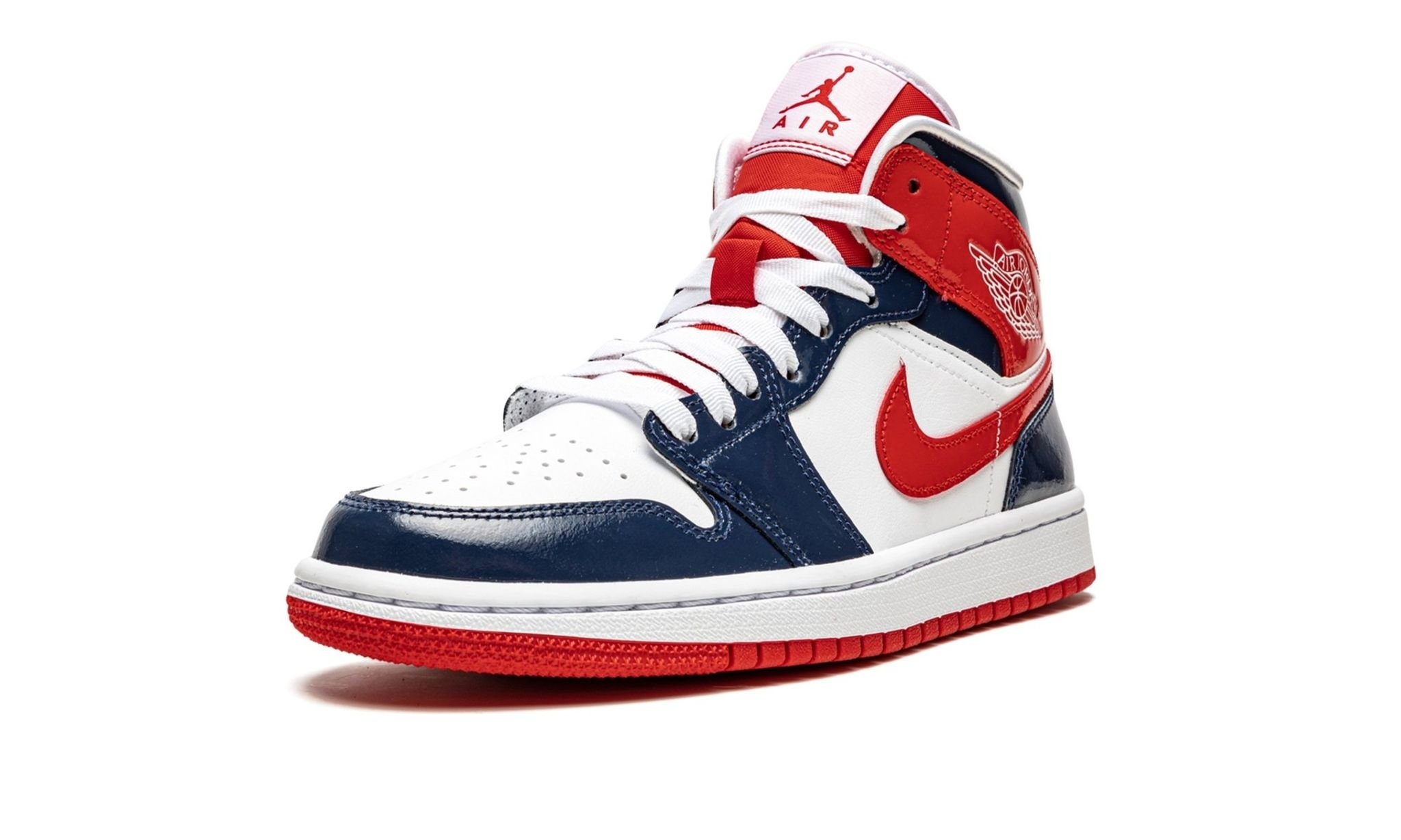 WMNS Air Jordan 1 Mid "Patent Leather Navy / White / Red" - 4