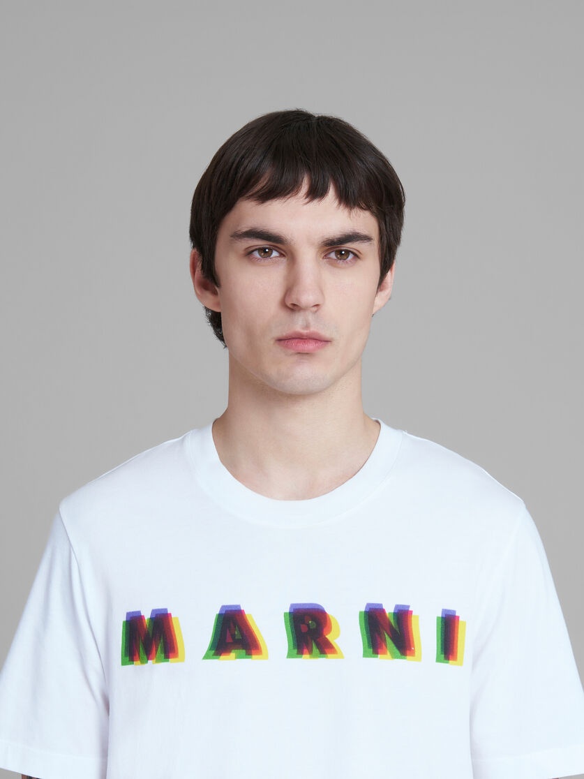 WHITE COTTON T-SHIRT WITH 3D MARNI PRINT - 4