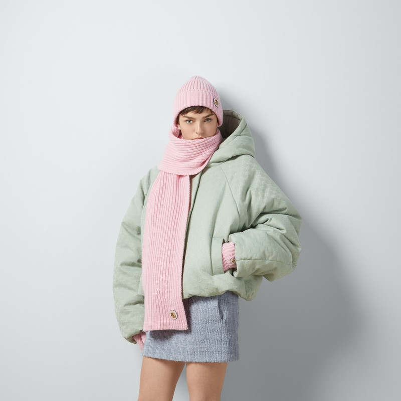 Wool cashmere gloves with Double G 3