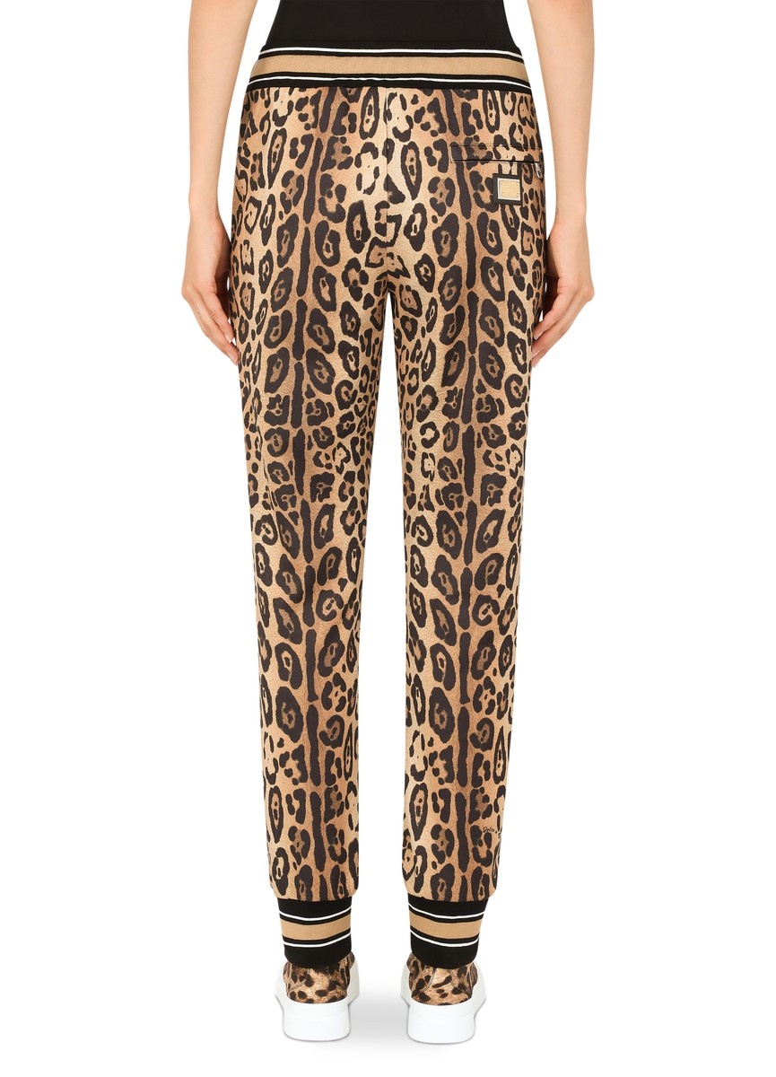 Jersey jogging pants with leopard print - 6