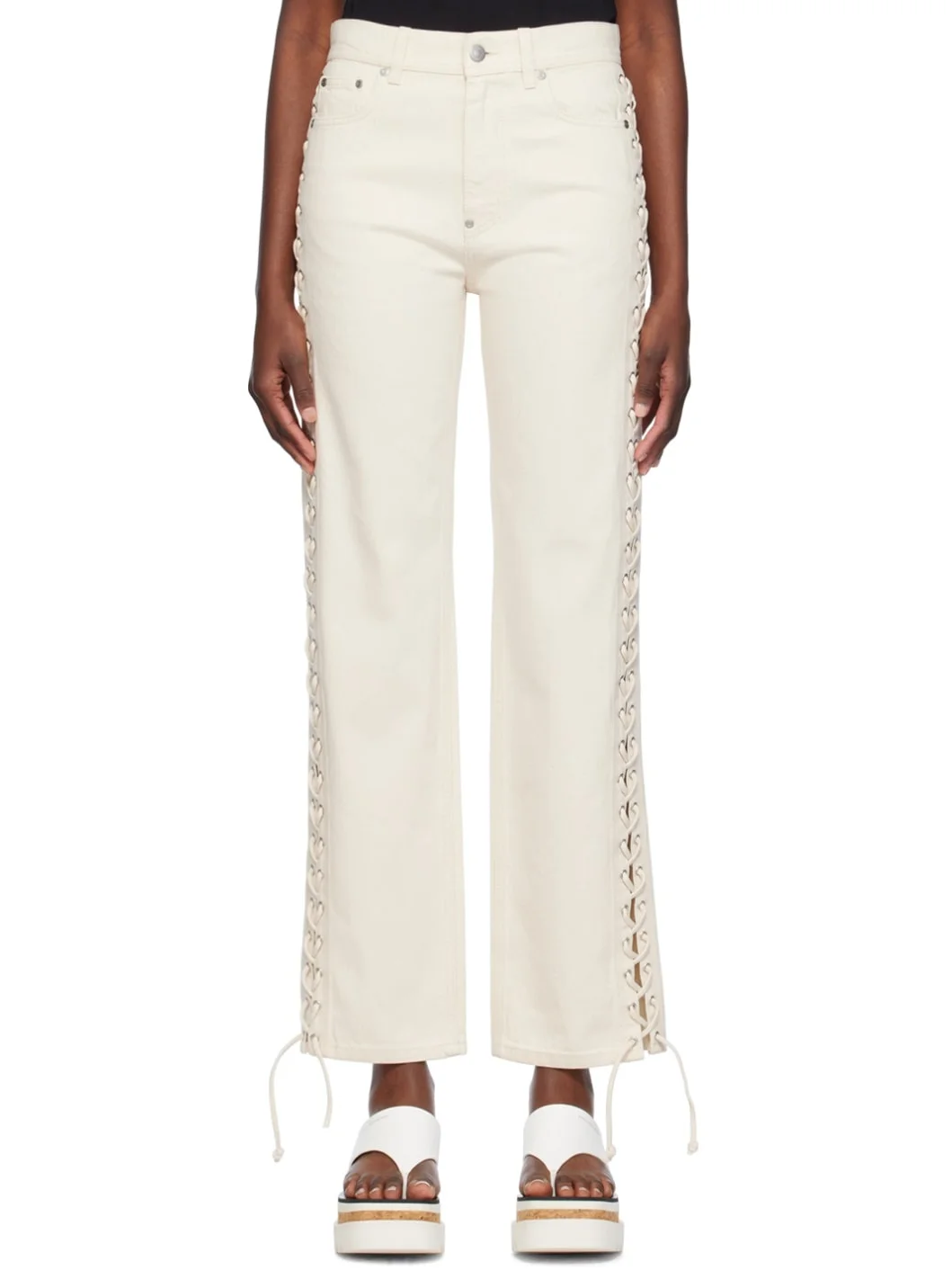 Off-White Lace-Up Jeans - 1