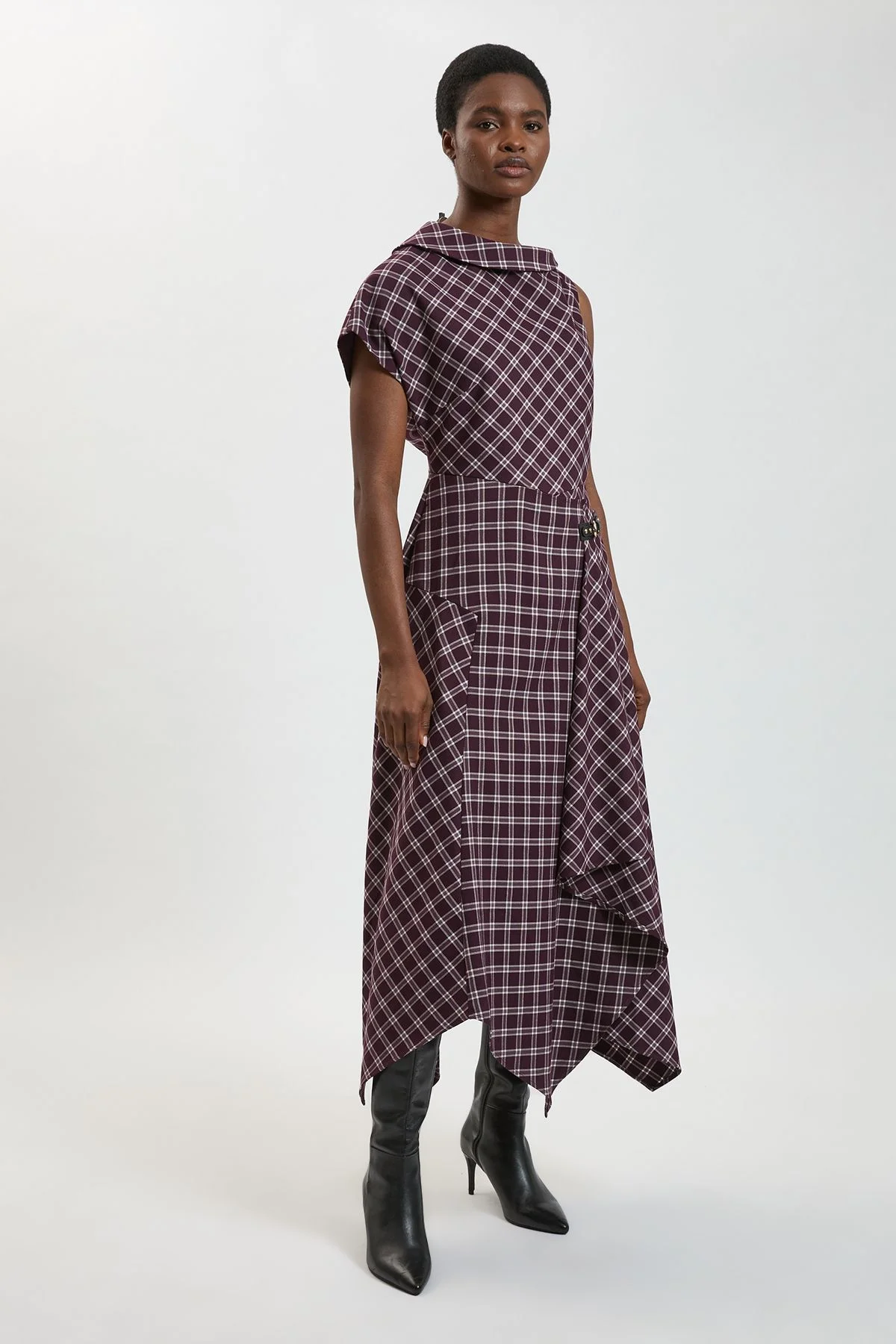 Petite Check Tailored Dress - 1