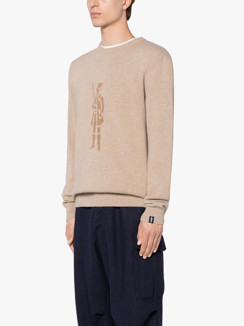 BEIGE MERINO WOOL & CASHMERE LOGO CREWNECK SWEATER 3