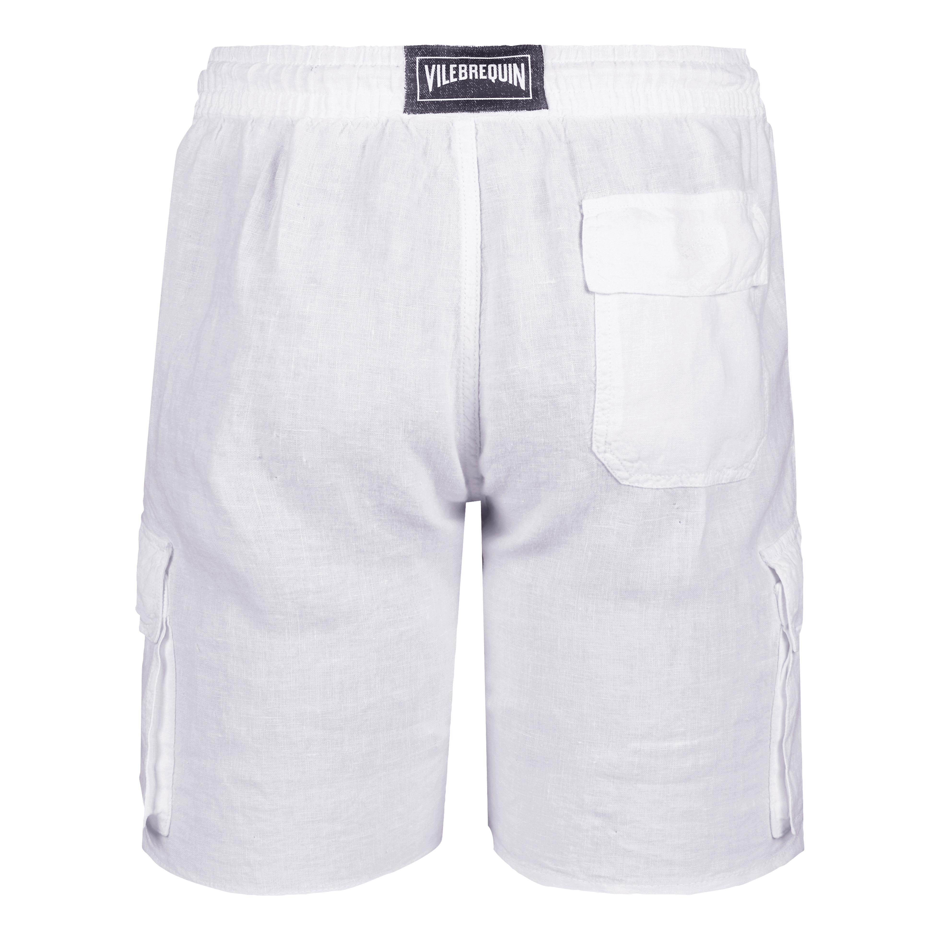 Men Linen Bermuda Shorts Cargo Pockets - 2