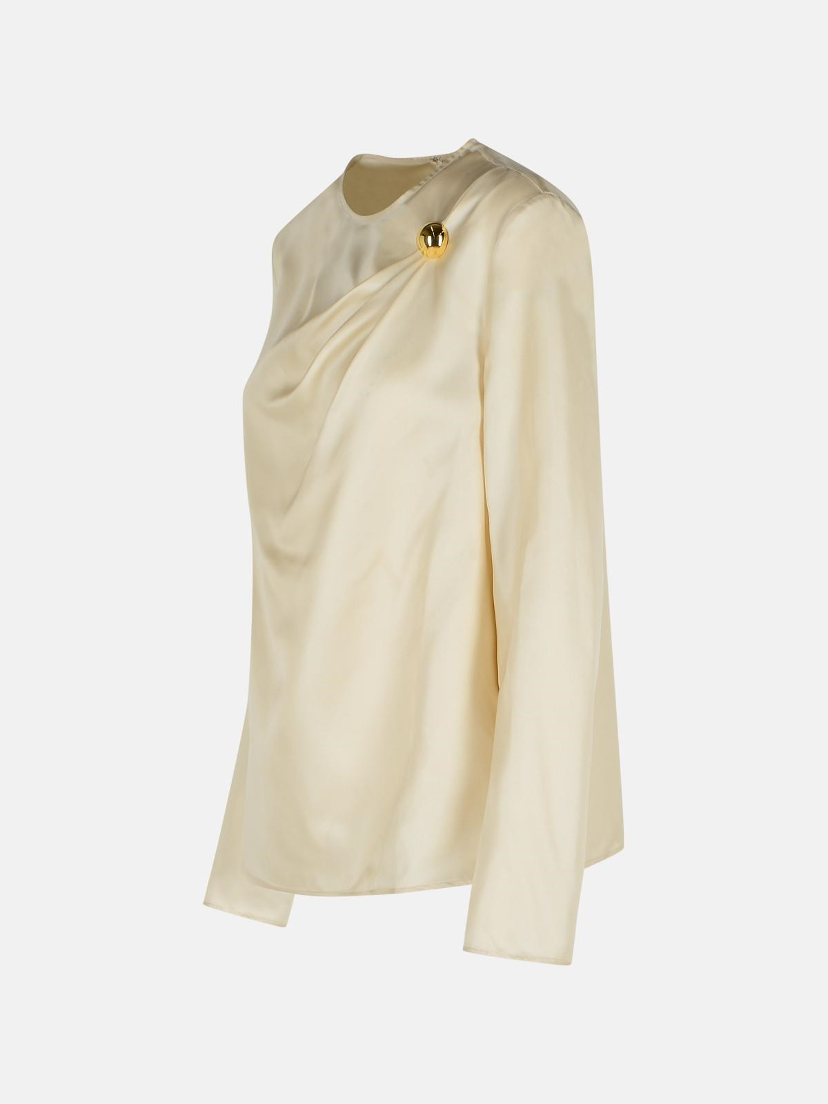 'AZAE' DRAPED BLOUSE IN IVORY SILK - 2