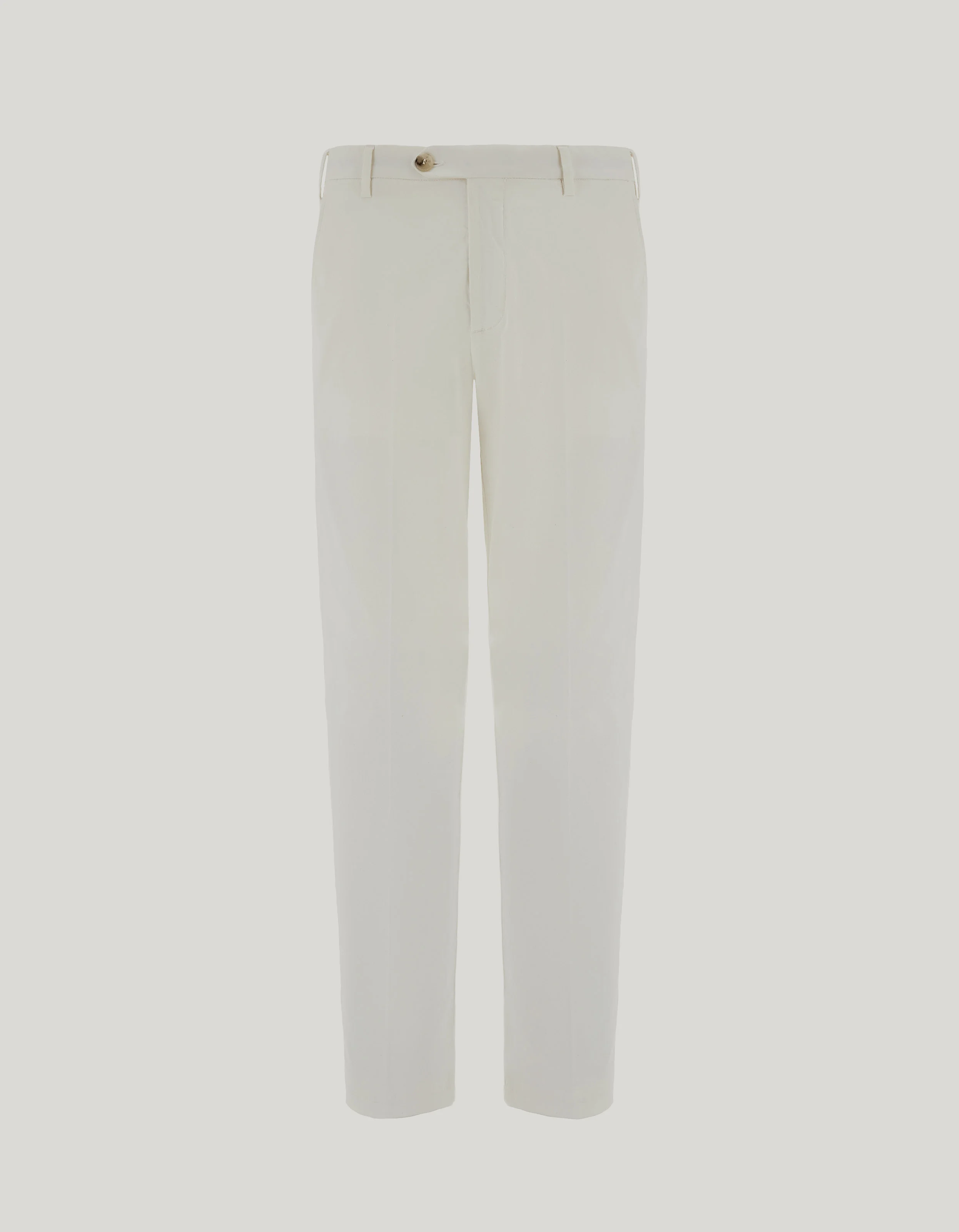 WHITE REGULAR FIT CHINO PANTS IN COTTON AND SILK GABARDINE - 1