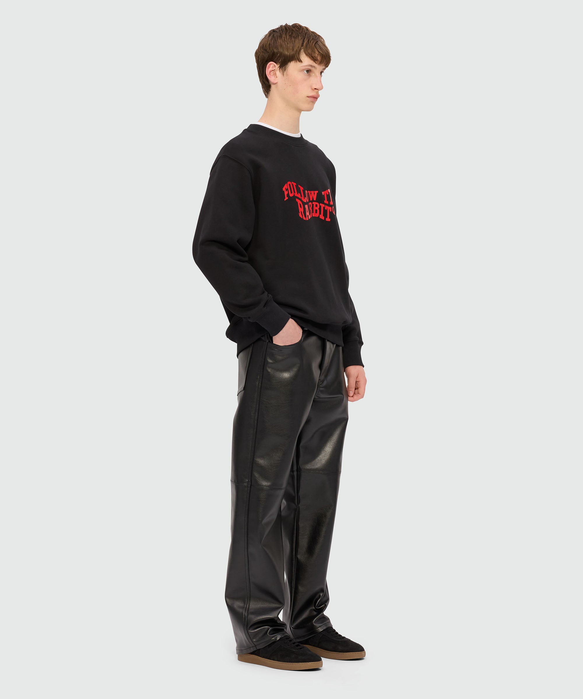 Black jersey sweatshirt with MSGM "Follow the Rabbit®" graphic - 4