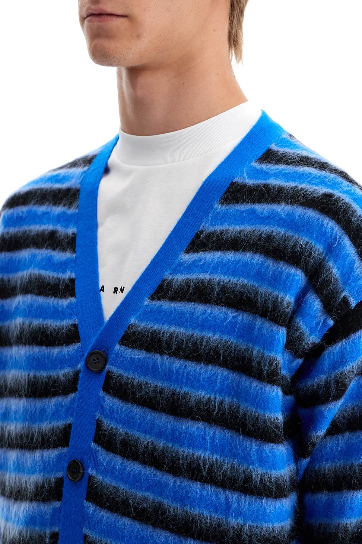 STRIPED WOOL AND MOHAIR CARDIGAN - 5