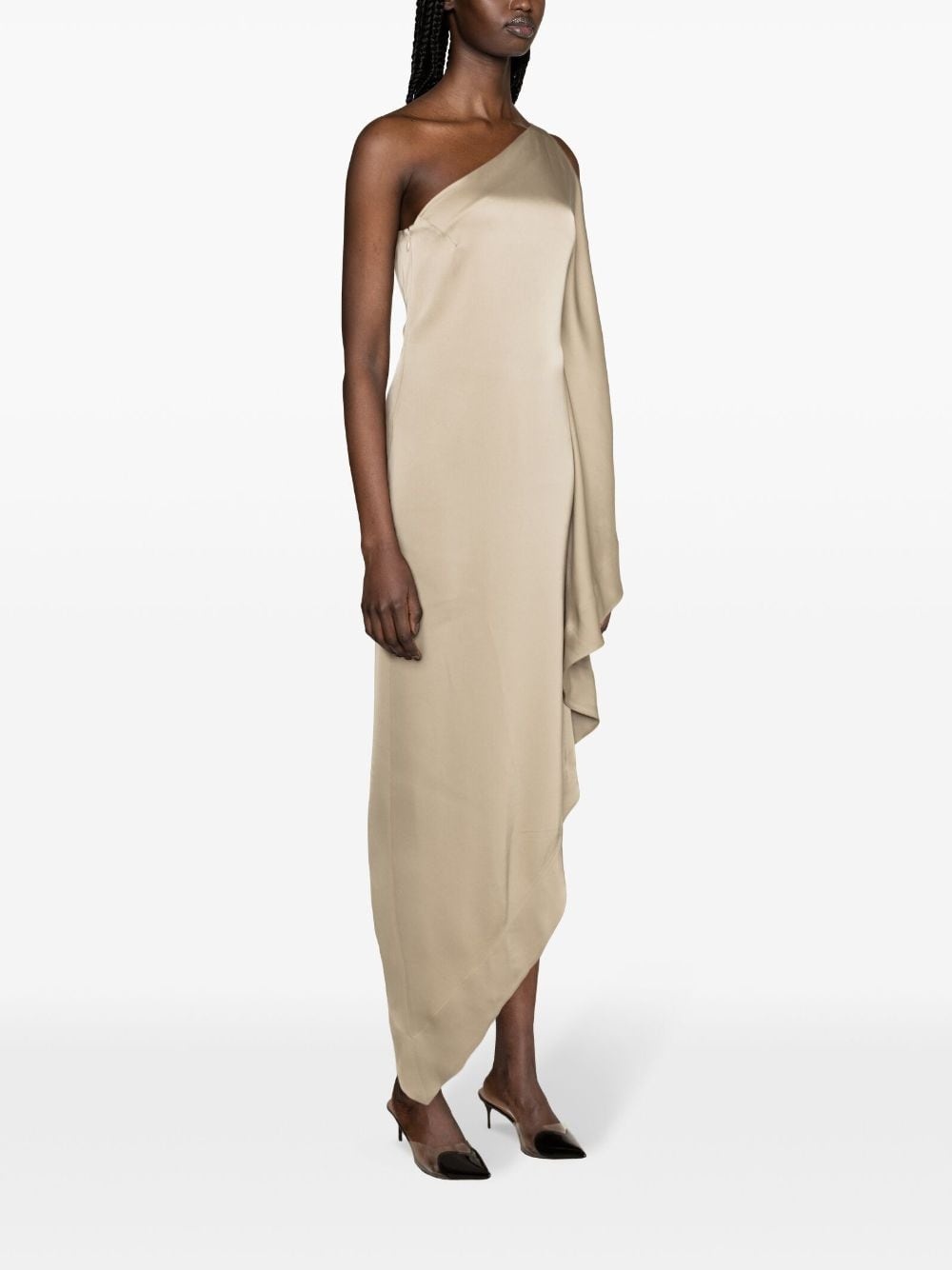 asymmetric satin midi dress - 3