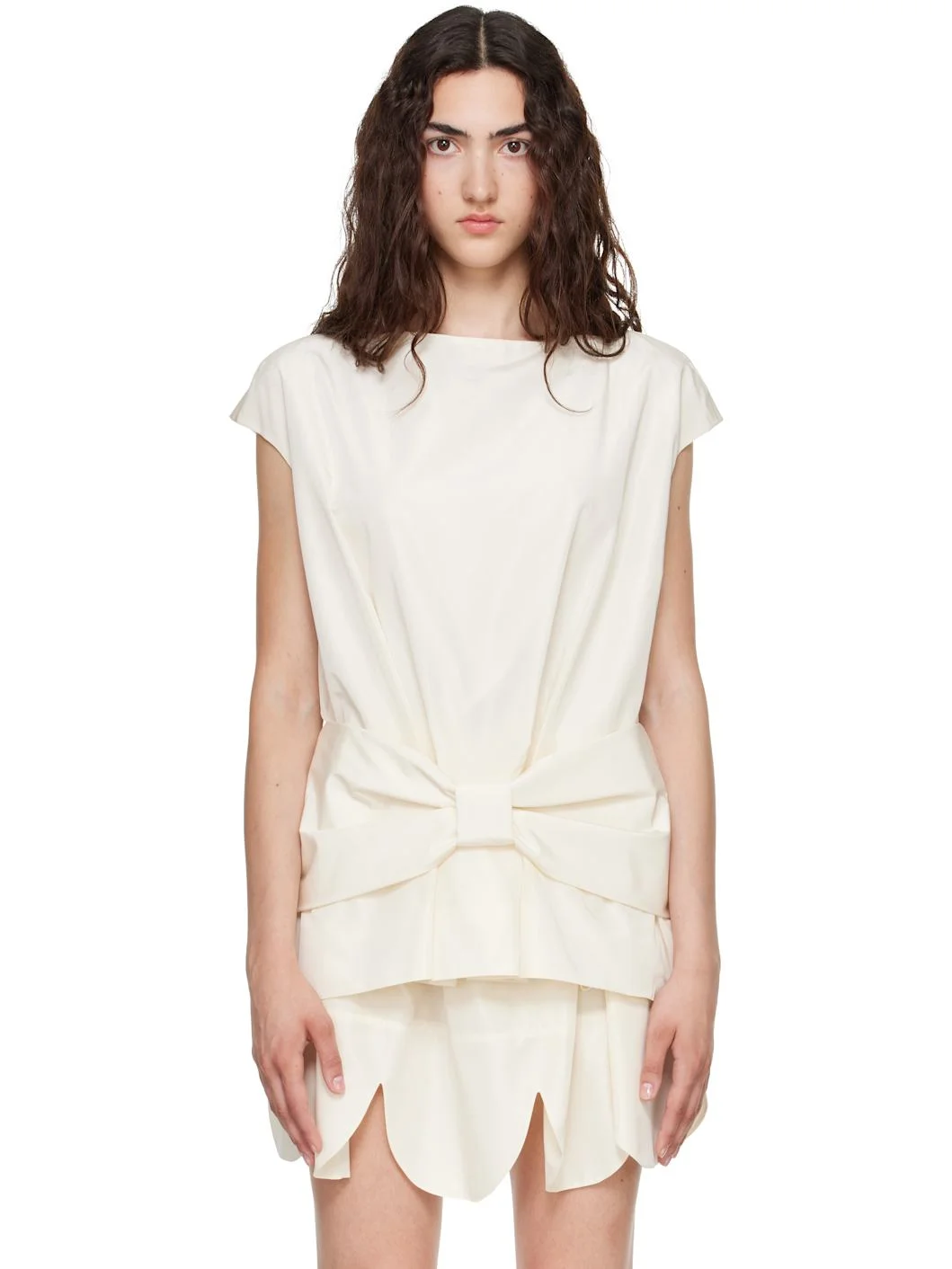 Off-White Boxy Peplum Bow Detail Blouse - 1