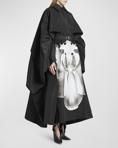 Alexander McQueen Oversize Belted Trench Coat with Graphic Detail outlook
