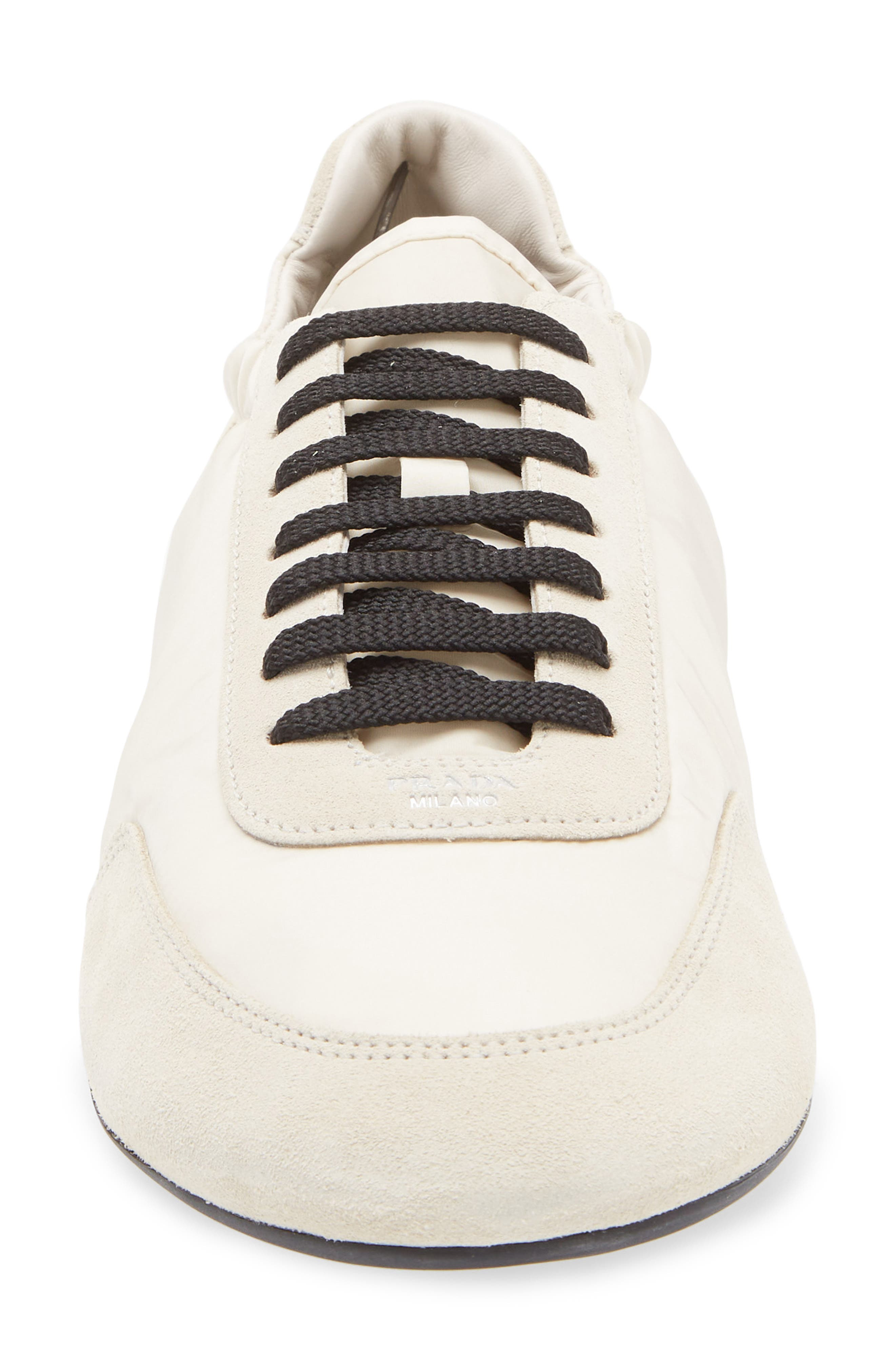 Prada Collapse Mixed Media Low Top Sneaker in Avorio at Nordstrom - 4