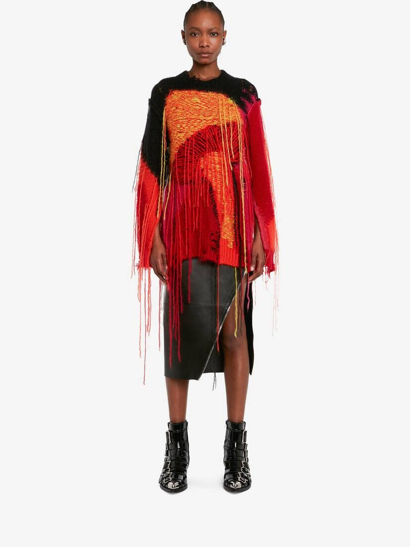 Alexander McQueen Women's Mushroom Intarsia Jumper in Orange/red outlook