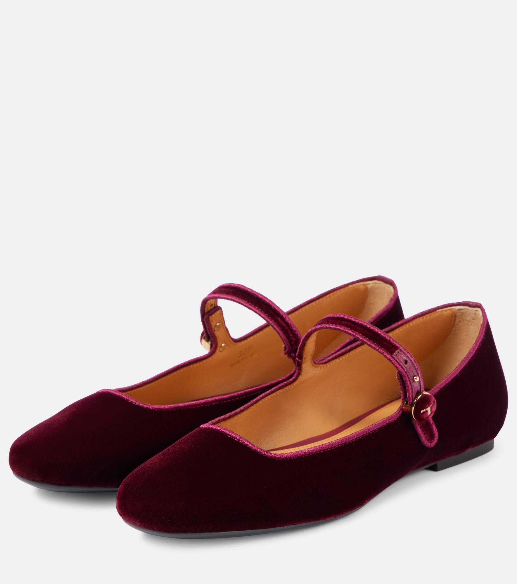 Velvet Mary Jane flats - 4