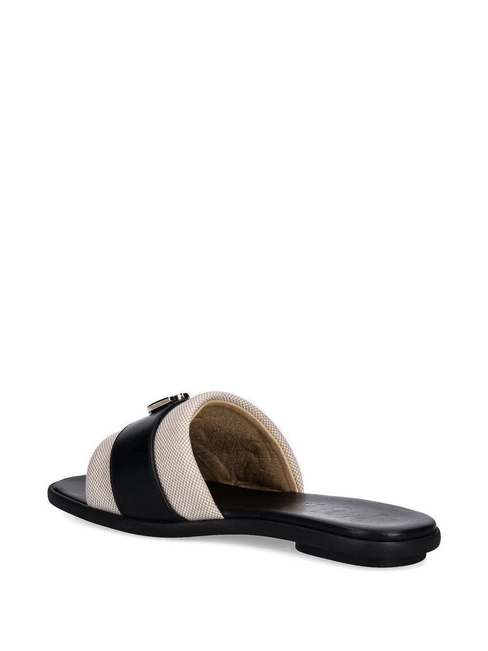 logo-plaque leather slides - 2