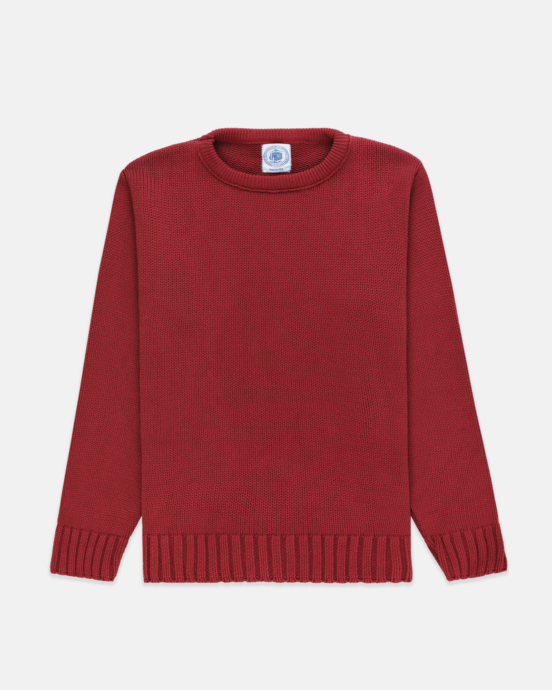 J. PRESS MADE-IN-USA RED CHUNKY COTTON CREWNECK SWEATER outlook