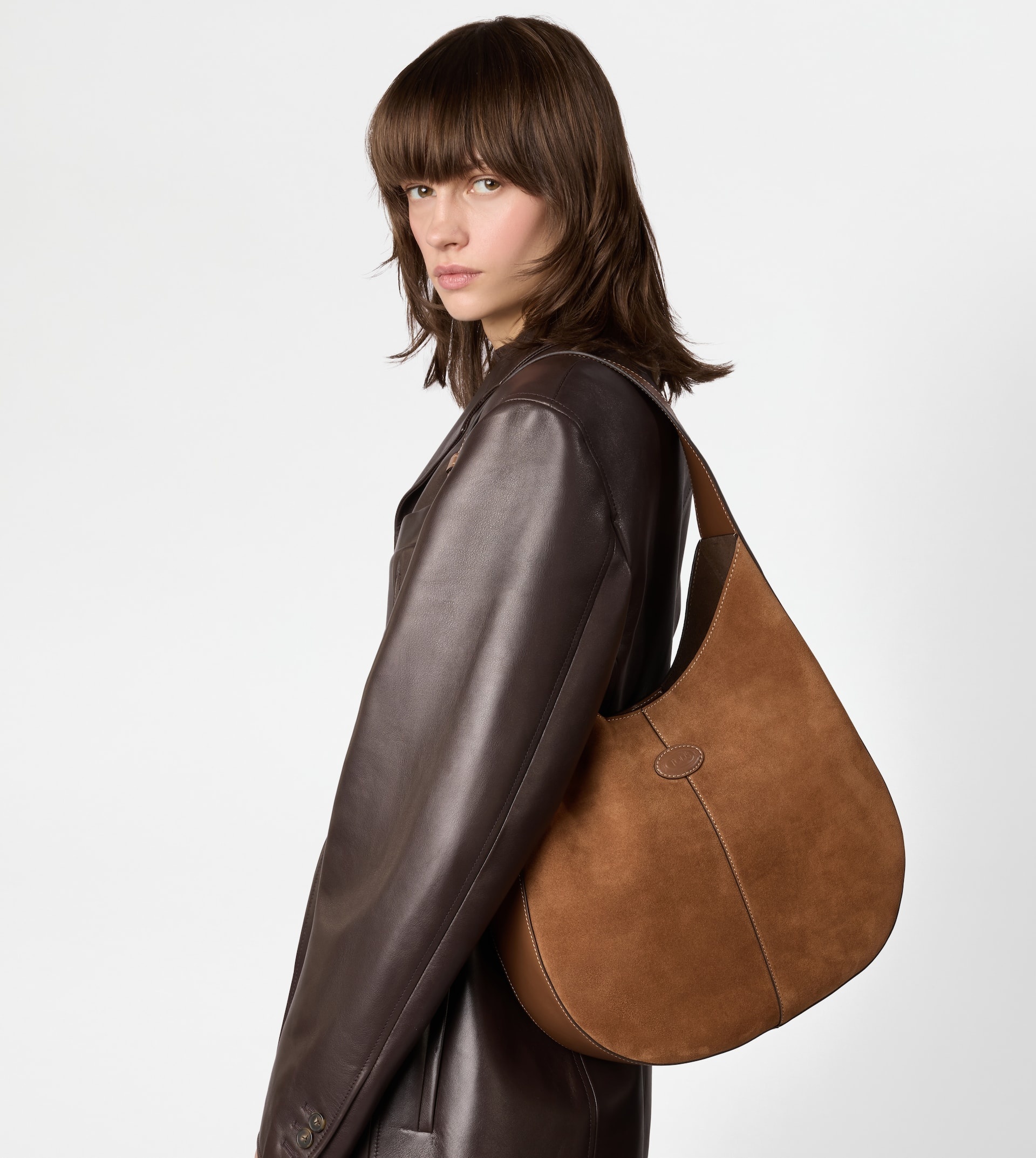 TOD'S DI BAG HOBO IN SUEDE SMALL - BROWN - 6