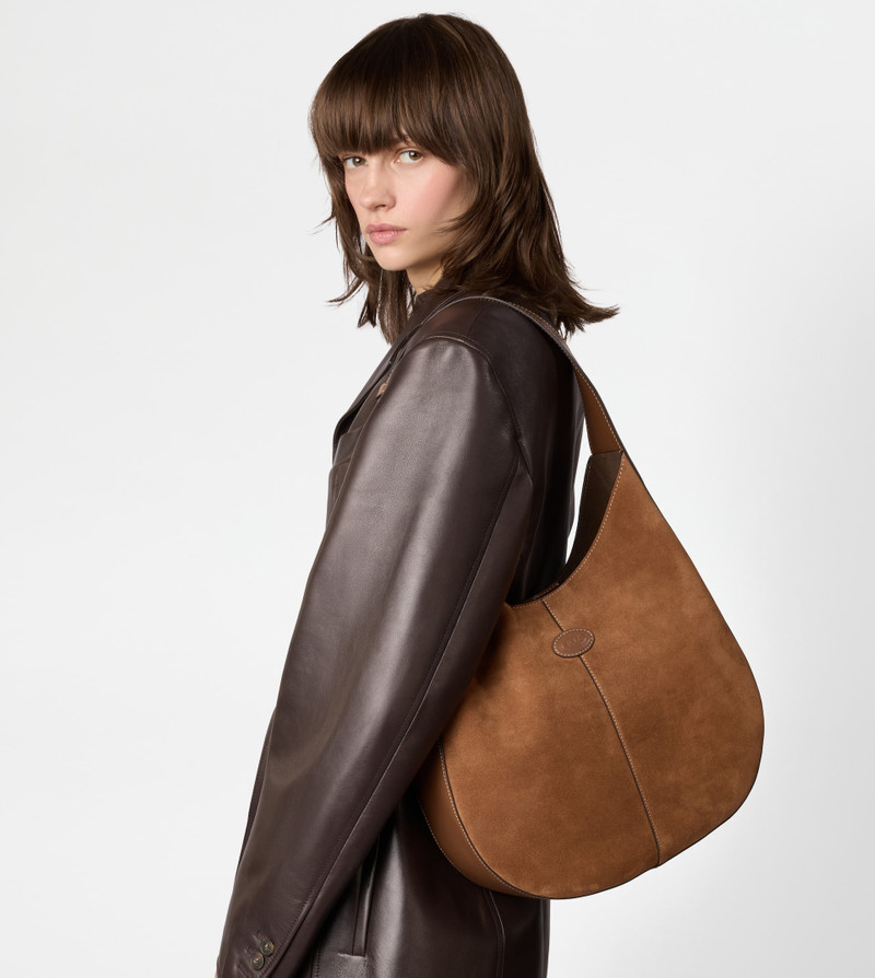 Tod's TOD'S DI BAG HOBO IN SUEDE SMALL - BROWN outlook