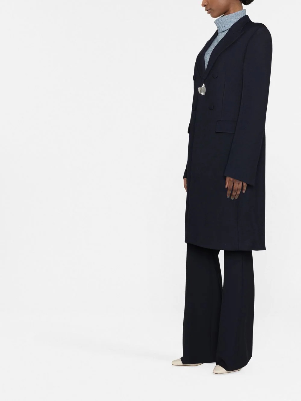 single-button wool coat - 3