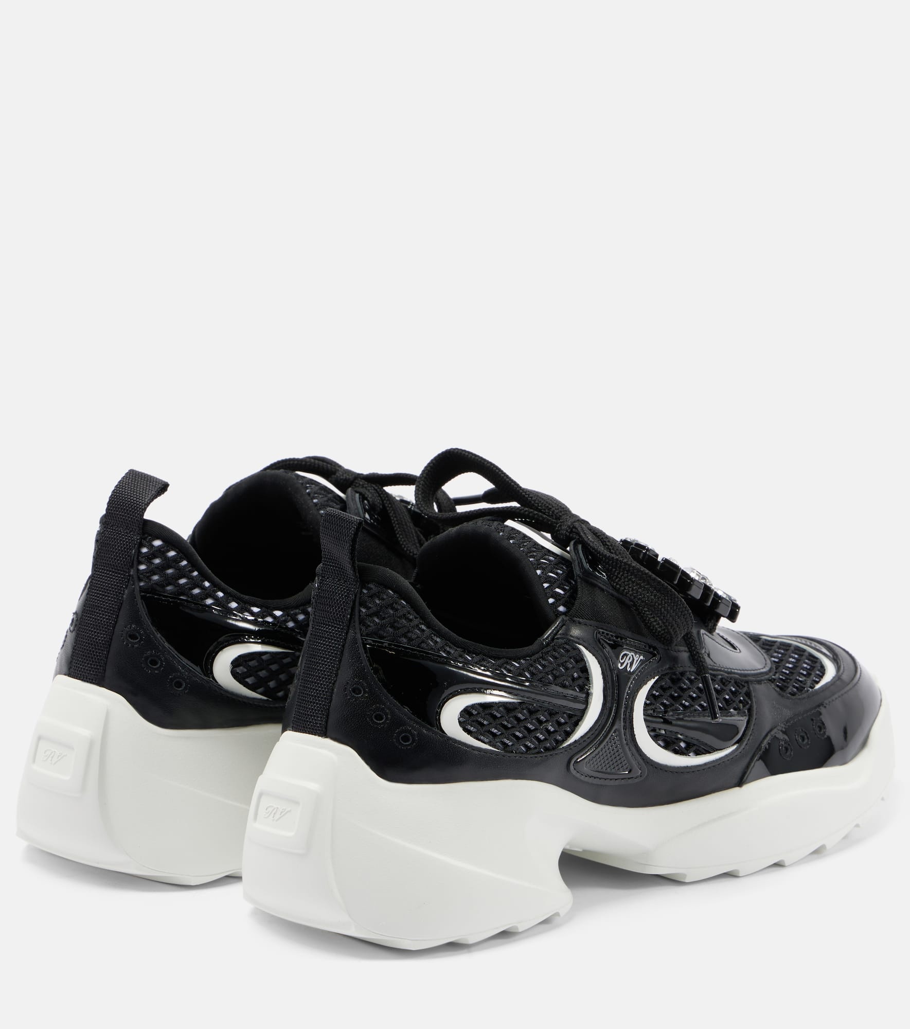Embellished leather-trimmed sneakers - 2