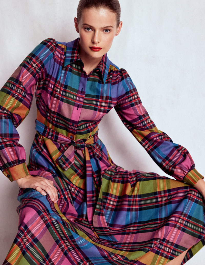 Vivienne Check Midi Dress-Multi, Blanket Check 4