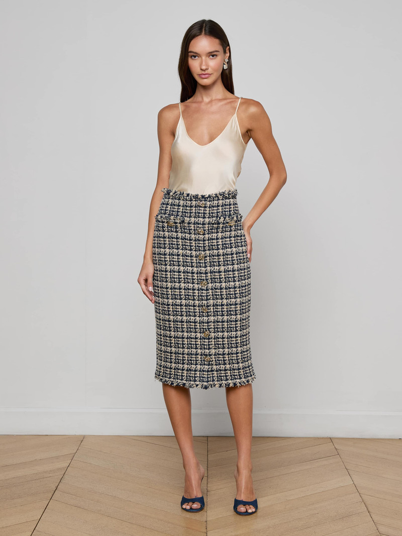 L'AGENCE Tai Tweed Midi Skirt outlook
