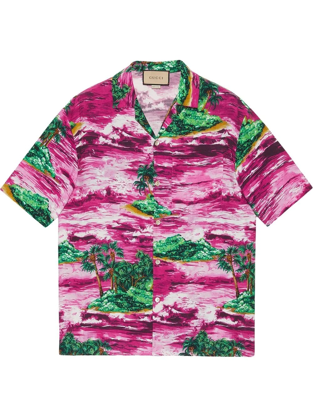 island-print bowling shirt - 1