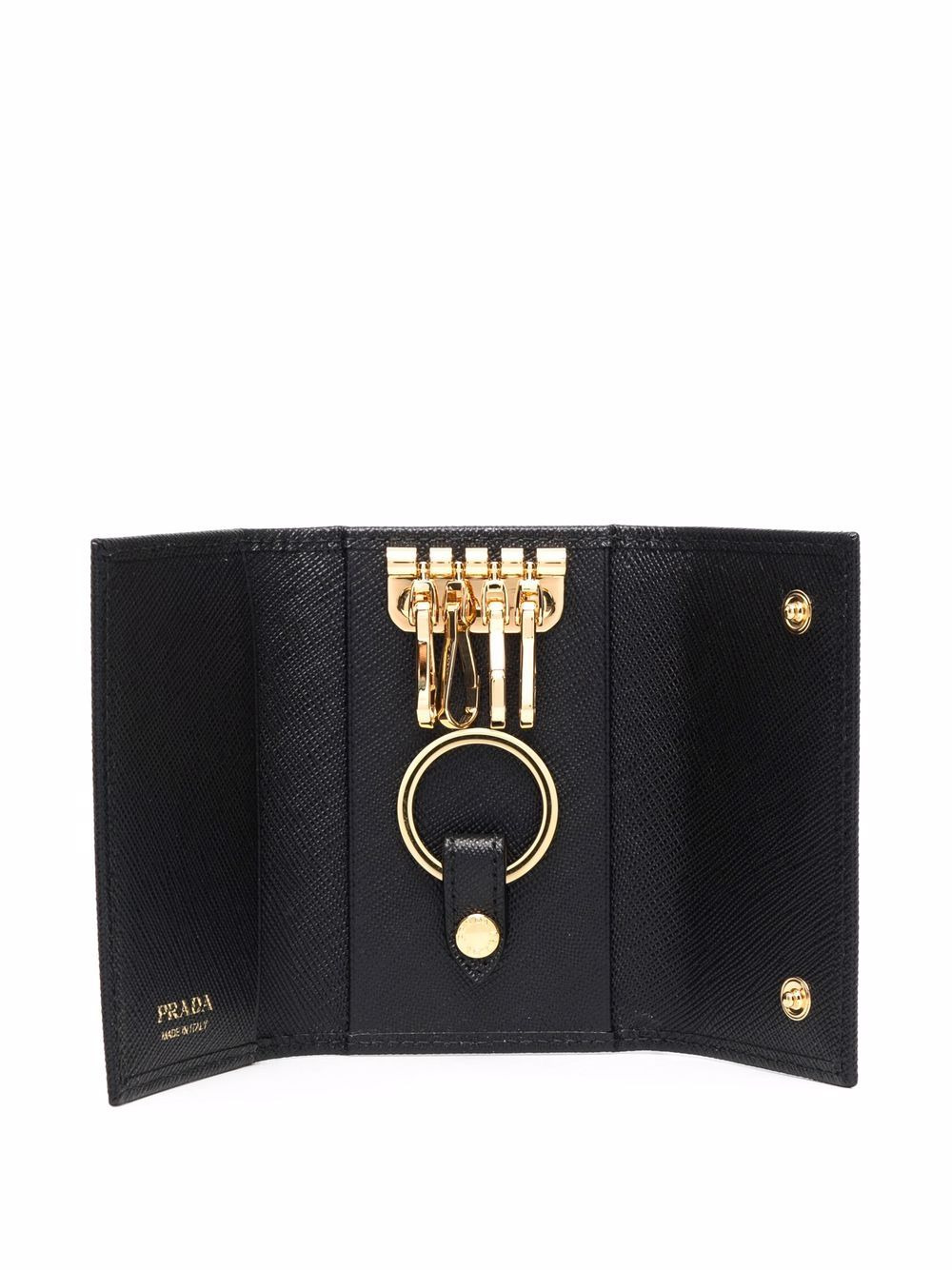 triangle logo Saffiano-leather keyring case - 3