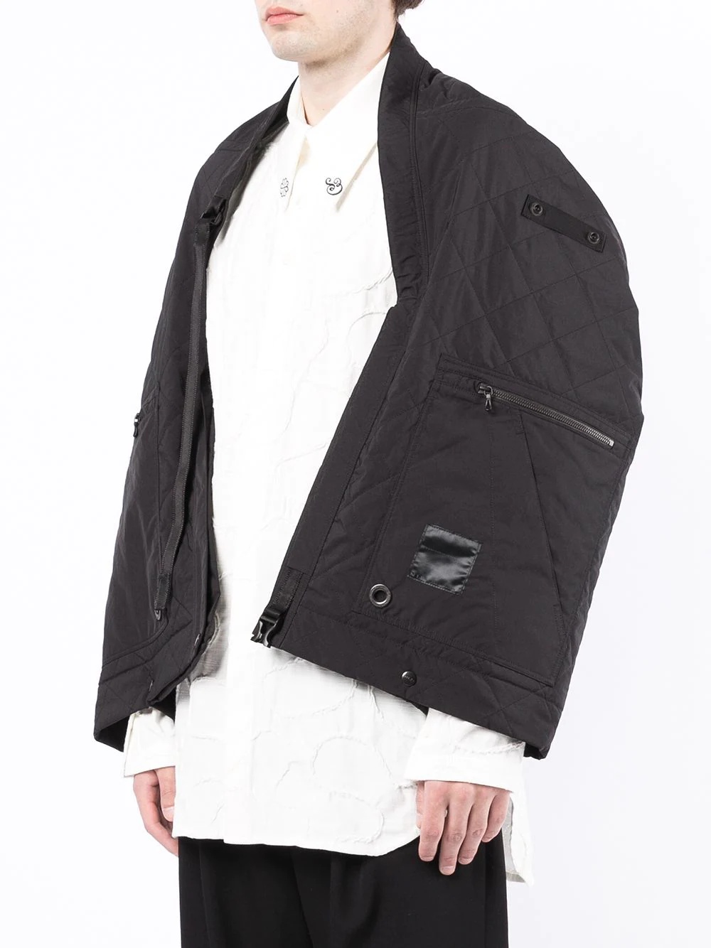 logo patch quilted cape - 3
