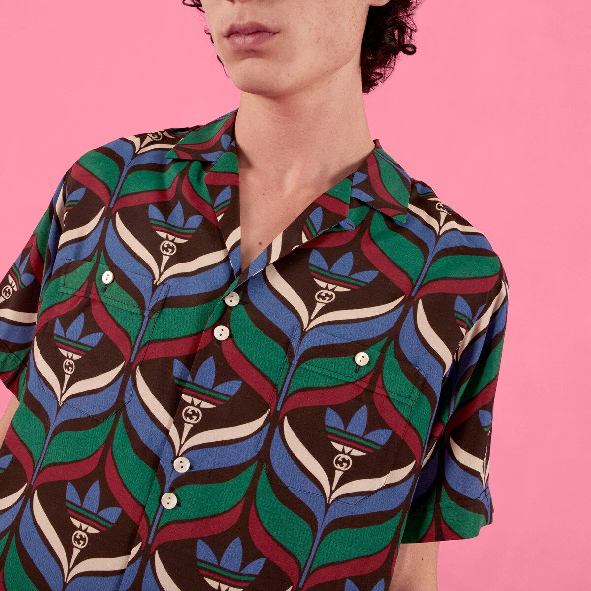 adidas x Gucci Trefoil print bowling shirt - 4