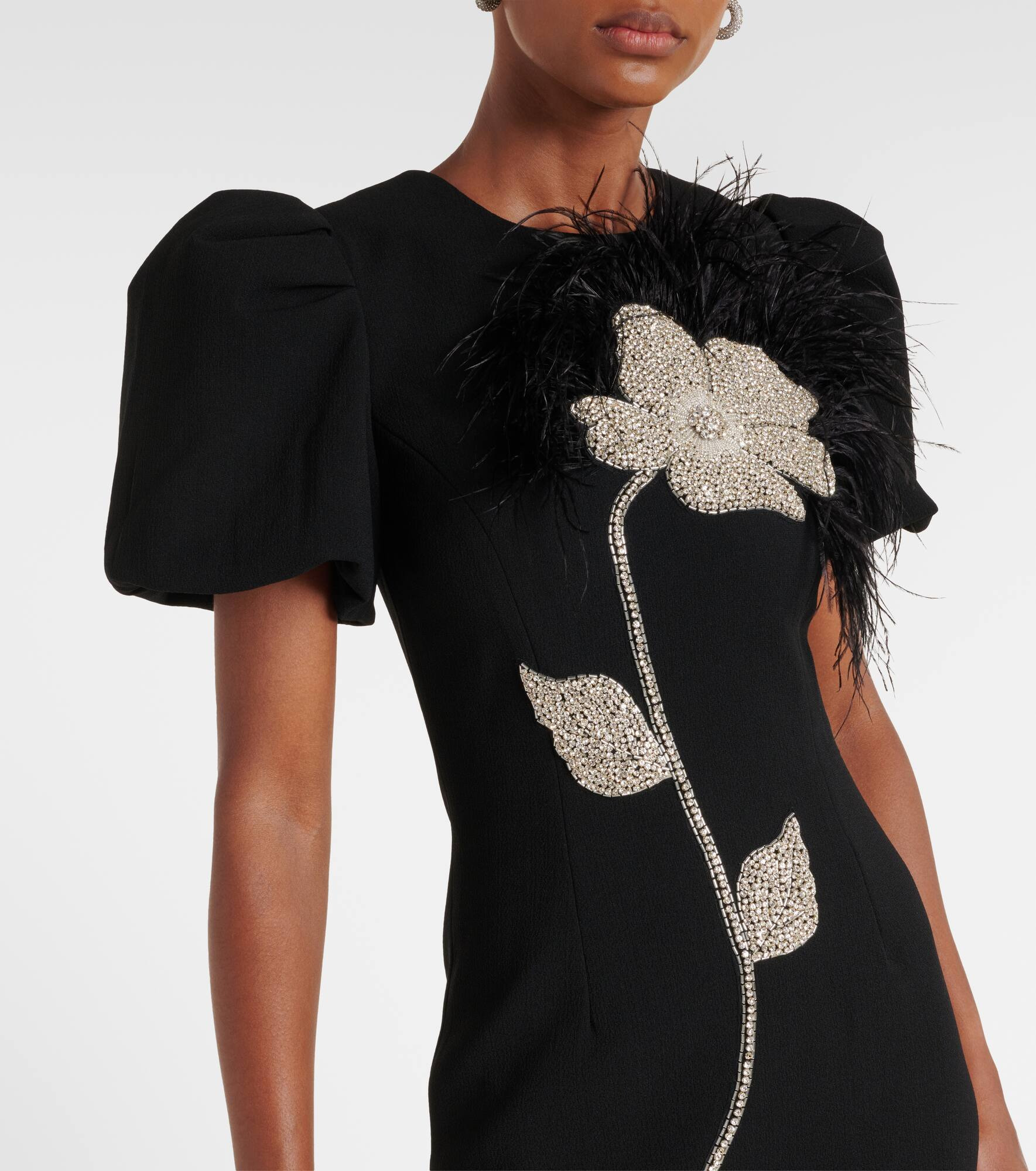 Embellished crêpe cocktail dress - 4