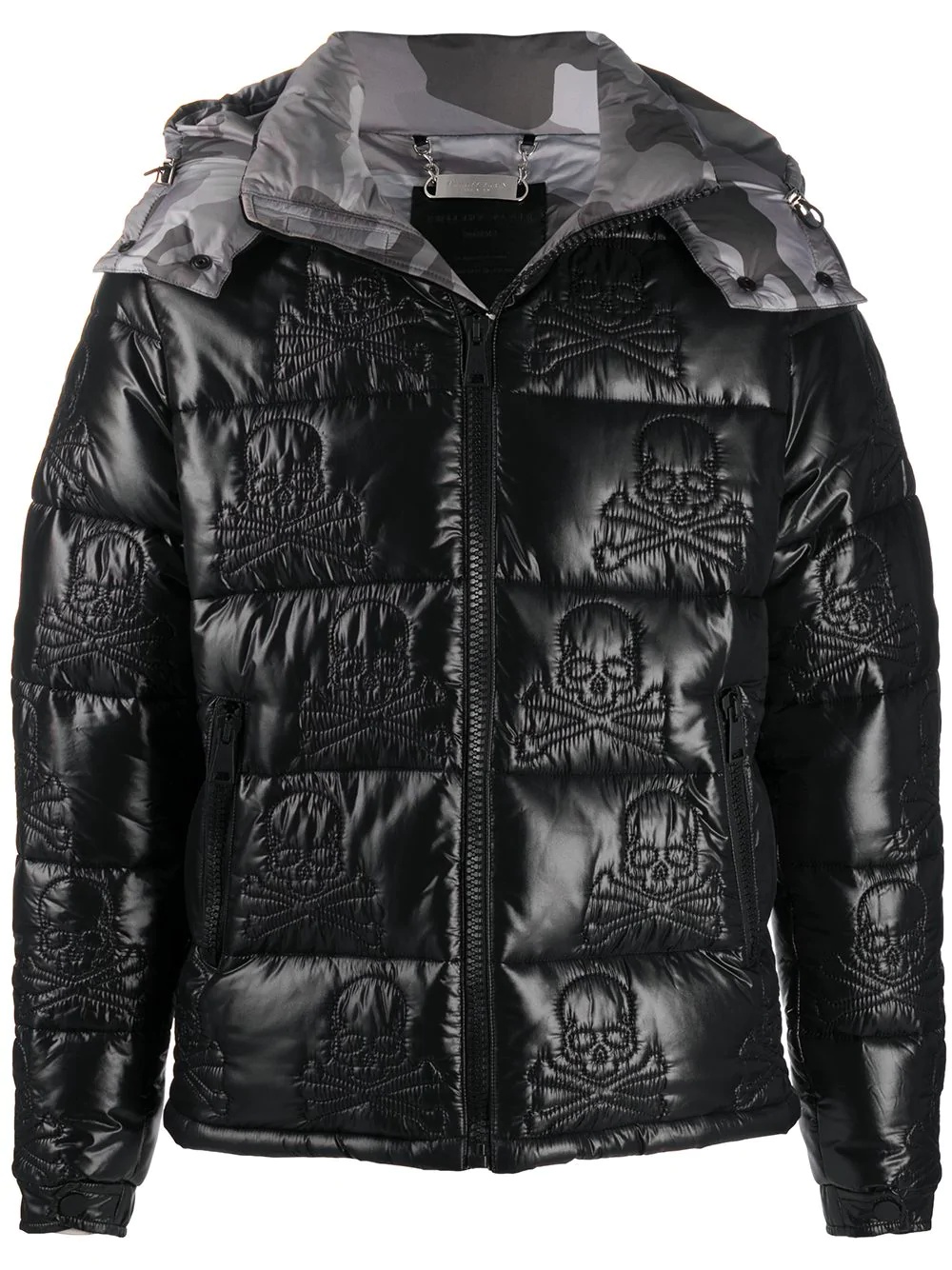 embroidered skull down jacket - 1