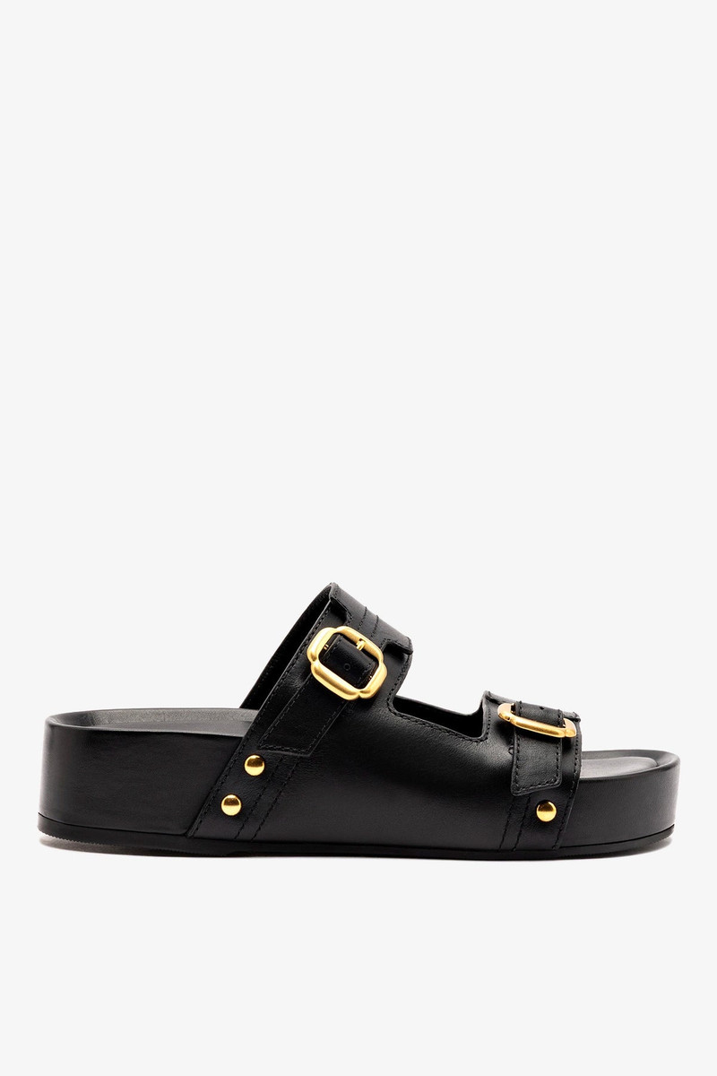 Milan Flatform Sandal In Black Vegetale Leather 1
